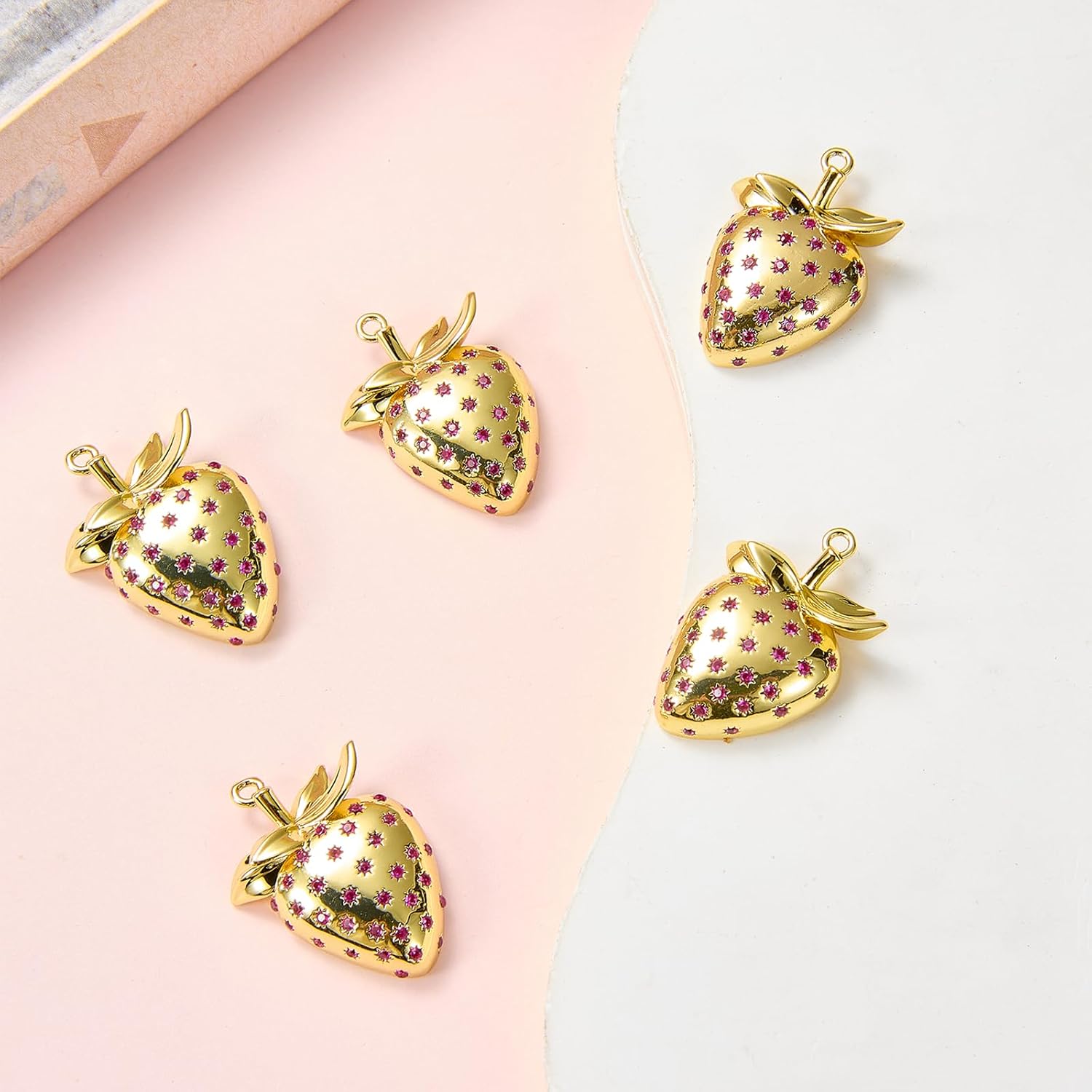 Strawberry Charms for Jewelry Making Cute Fruit Enamel Pendant Charms for Bracelets Necklace Earring DIY Supplies - Image 3