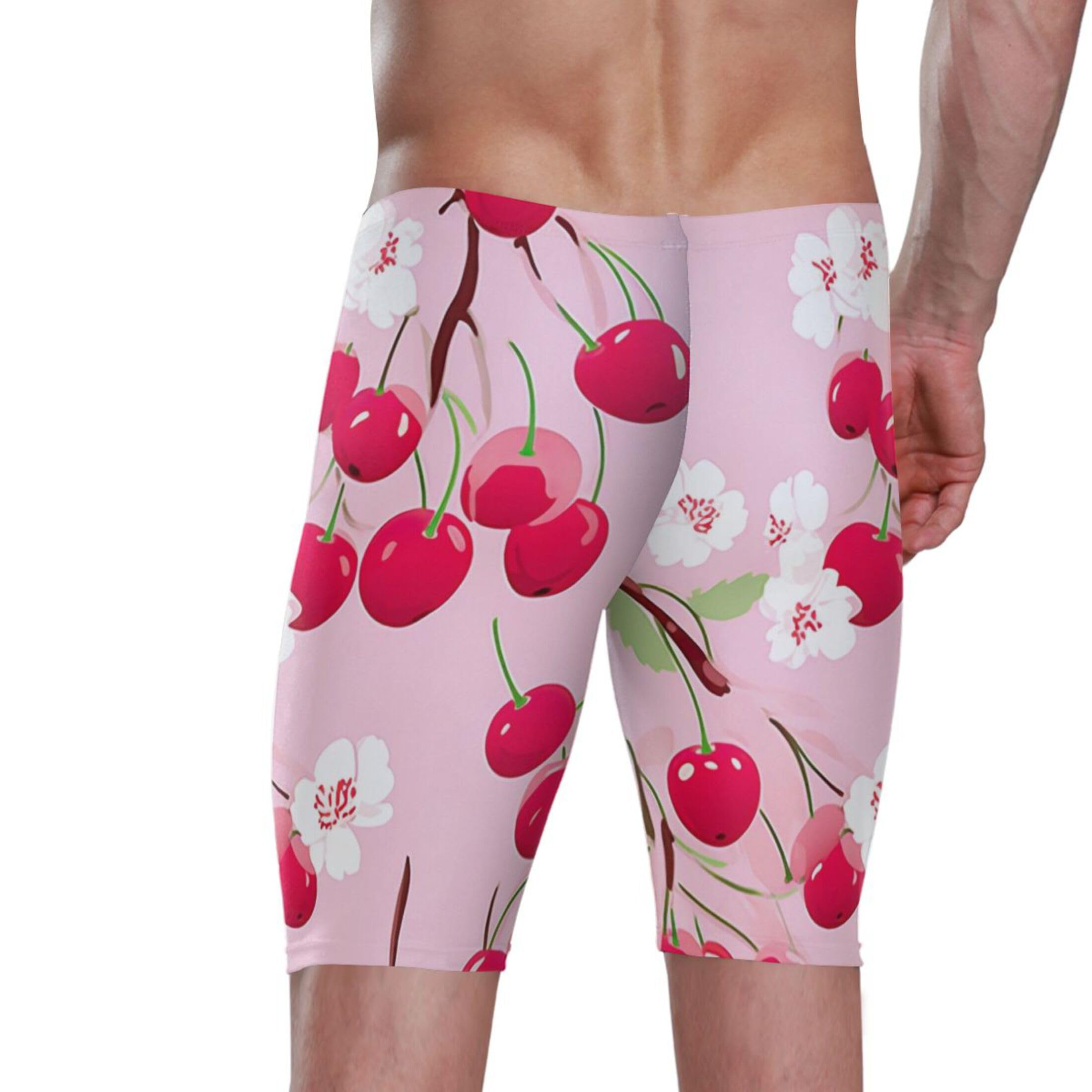 UMIRIKO Pink Cherry Fruit Swim Jammers for Men Athletic Durable S B0402290