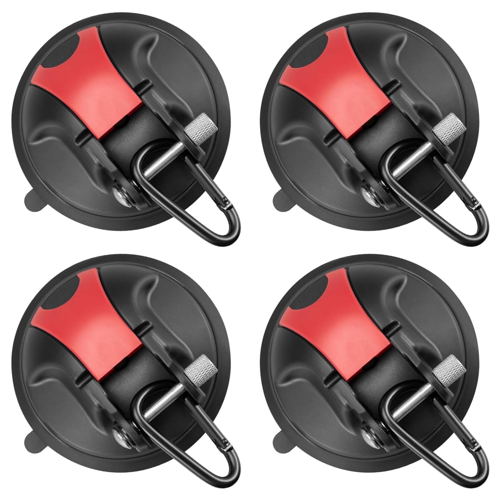 Magicbox Lot de 4 Crochets à Ventouse Extra Forts pour Camping - Portée 30KG, Hooks Adhésifs Puissants sans Perçage pour Équipement, Maison, Caravane, Salle de Bain (Verre, Carrelage)