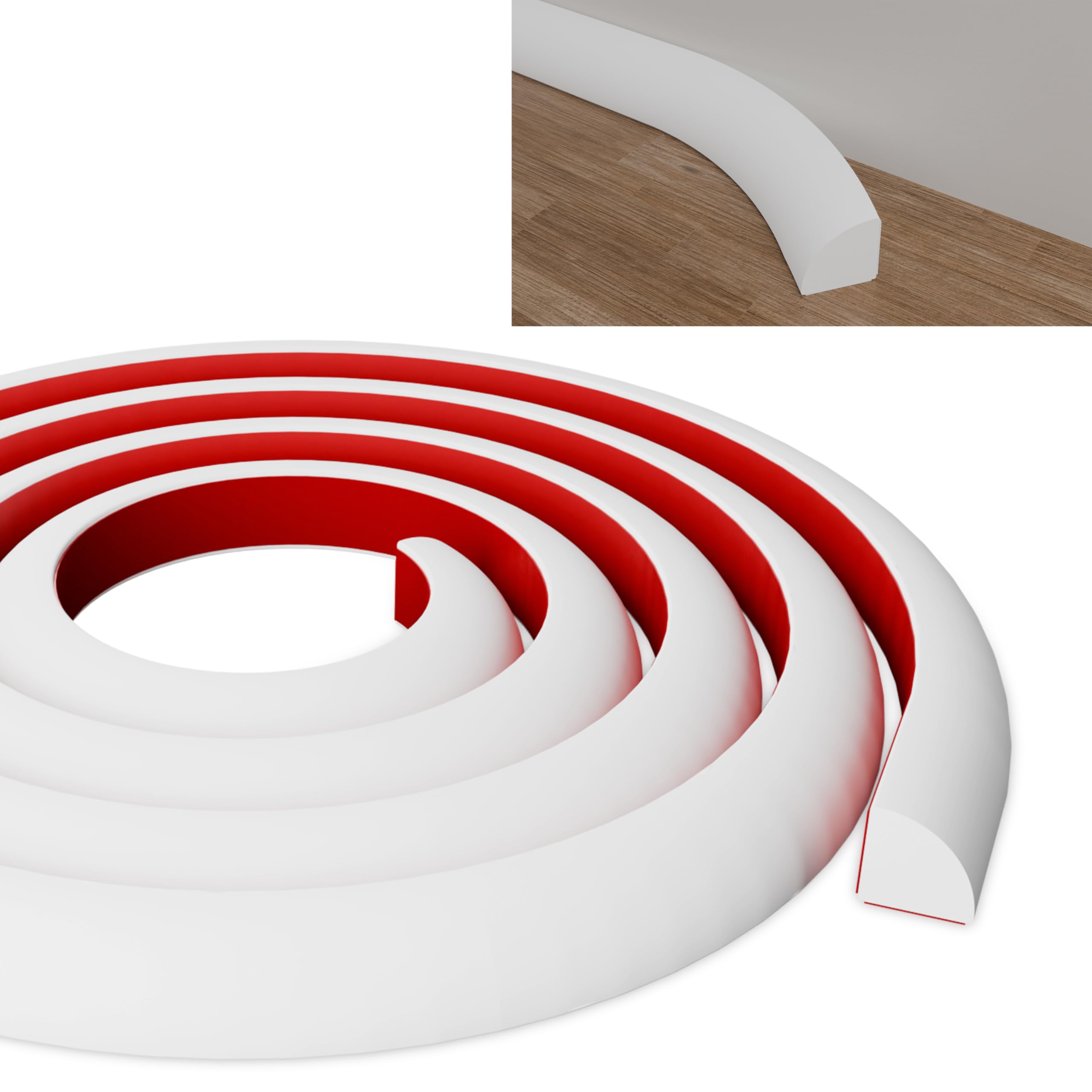 3/4 Inch Flexible White Rubber Trim, 10 Ft