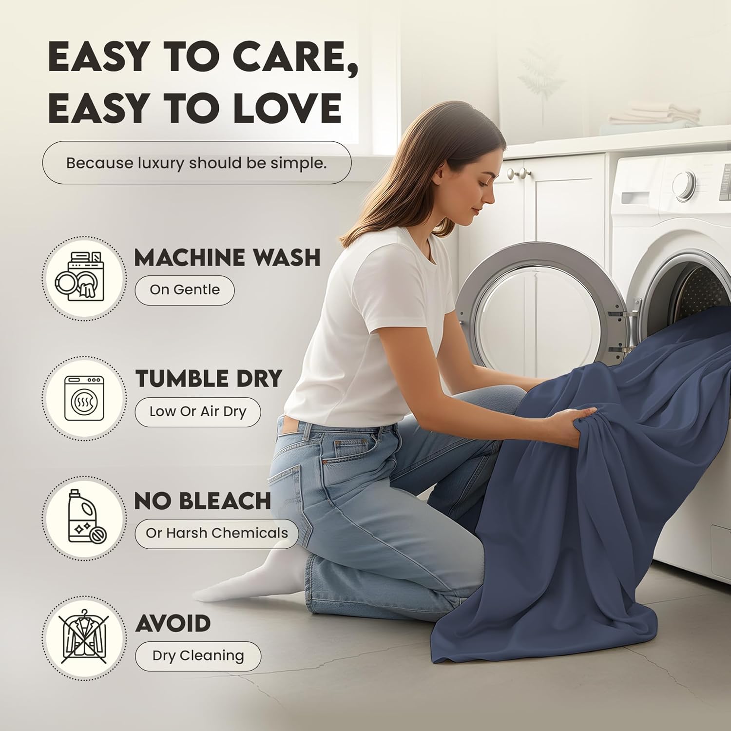 100% Eucalyptus Tencel Queen Bedsheets, 18 Inch Deep Pocket Queen Sheets, Cooling Sheets with Elastic Corner Straps, Eucalyptus Silk Tencel Lyocell (Crown Blue, 4PC Queen) - Image 6