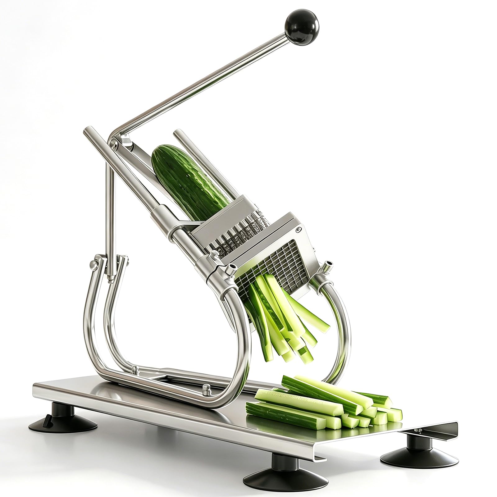 Wsexyy Manual Cucumber Cutter, French Fry Cutter, With 8/10/12mm Blades, Stainless Steel Potato Carrot Cutter, Non-slip Suction Base, For Salad Making, Cooking, Sushi