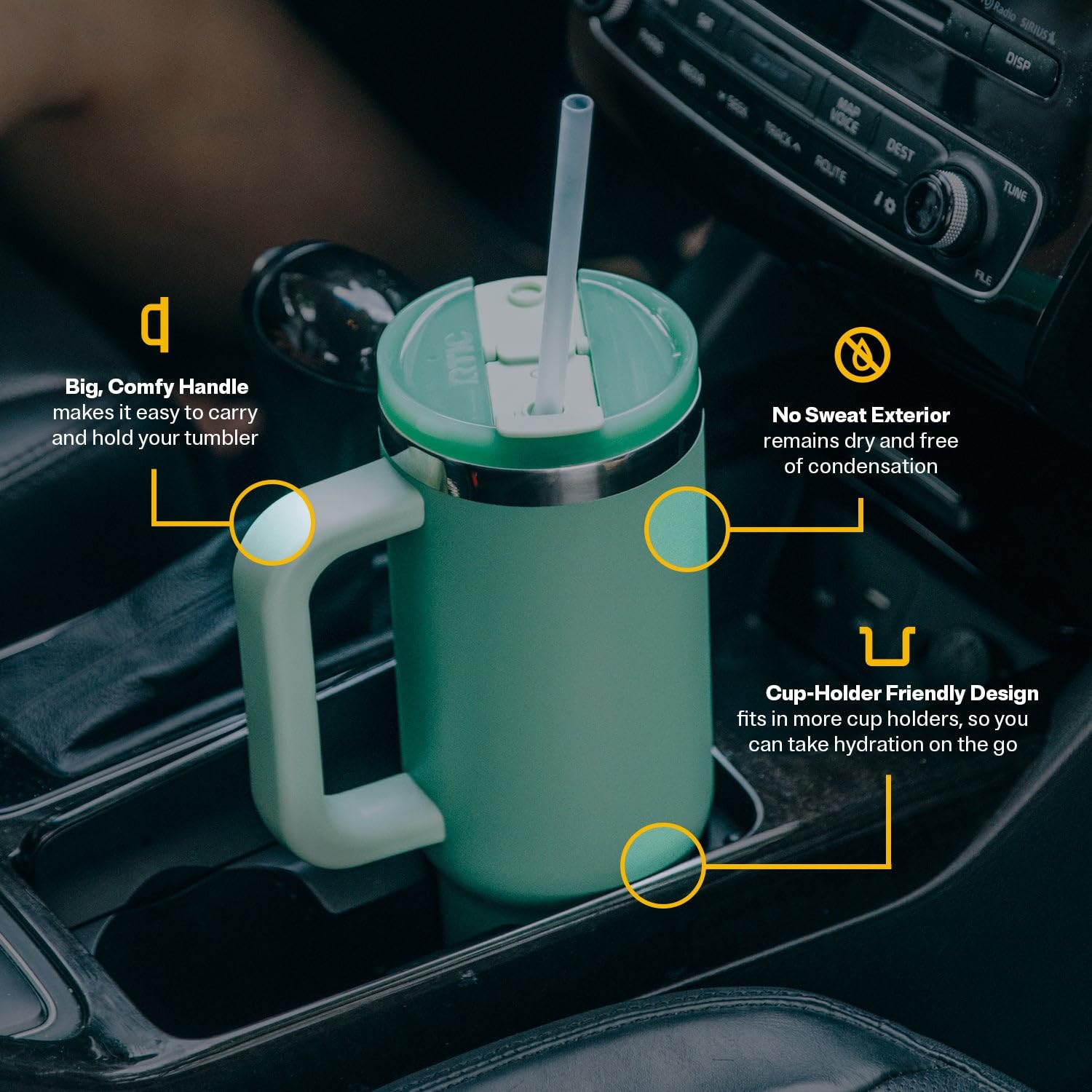 Amazon.com: RTIC 30 oz Road Trip Tumbler Double-Walled Ceramic Lined  InsulatedStainless Steel Portable Travel Coffee Mug Cup with Lid, Handle  and Straw, Apres Ski : Home & Kitchen
