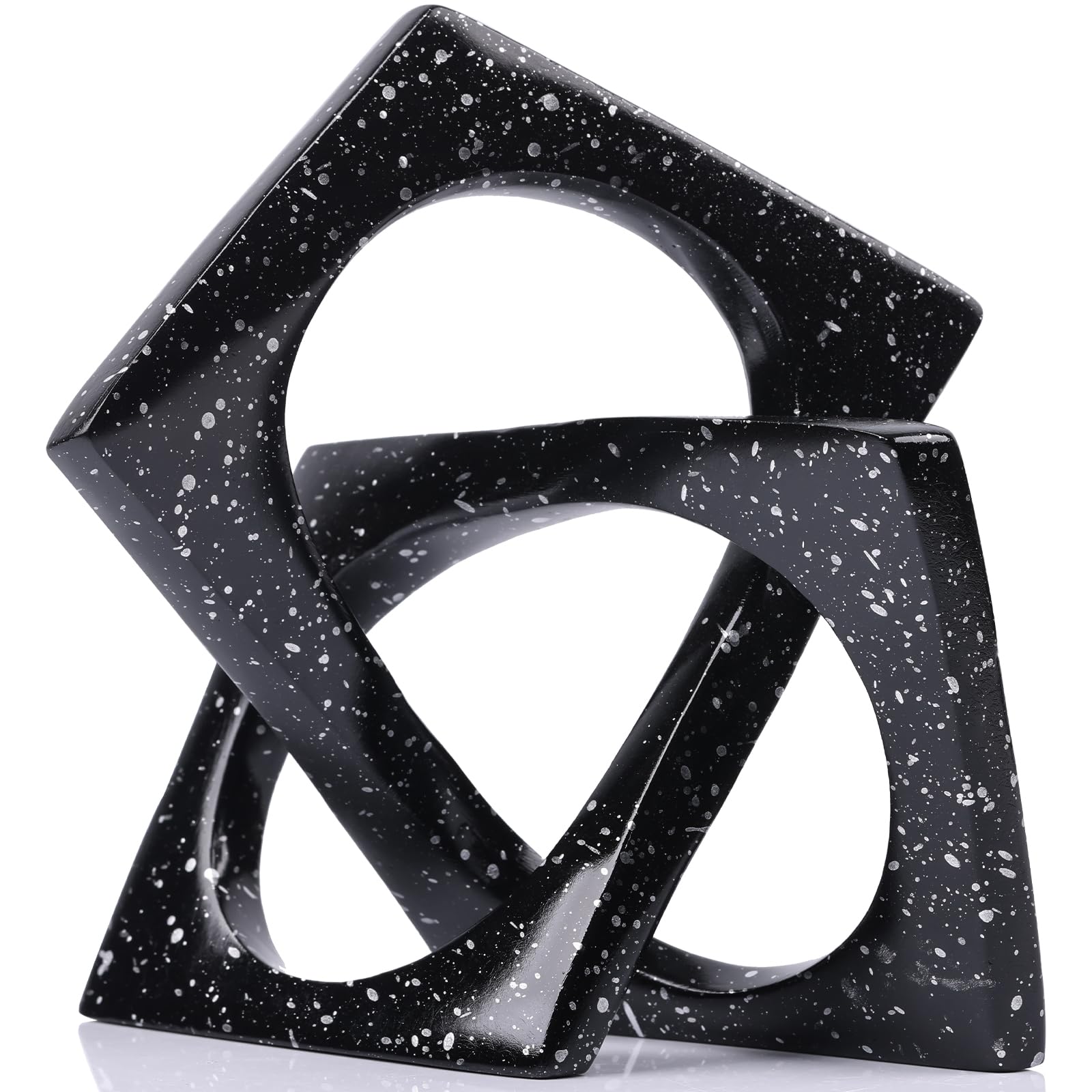 Modern Geometric Sculpture Black Knot Statue Decor, Home Bookcase Centerpiece Jax Decorative, Tabletop Sculpture and Figurines, For Home Decor Accent Cube Ornaments
