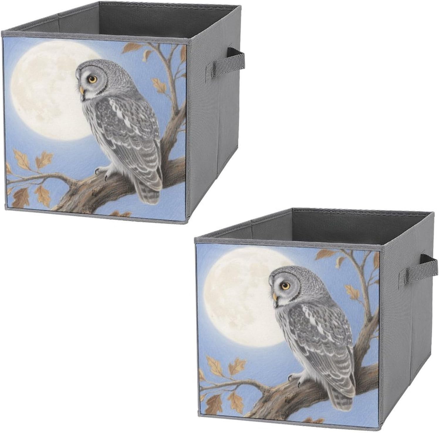 2-piece Oxford Cloth Storage Box Perching Owl Printed Storage Box for Clothes/shoes Multi-purpose Wardrobe And Cabinet Storage