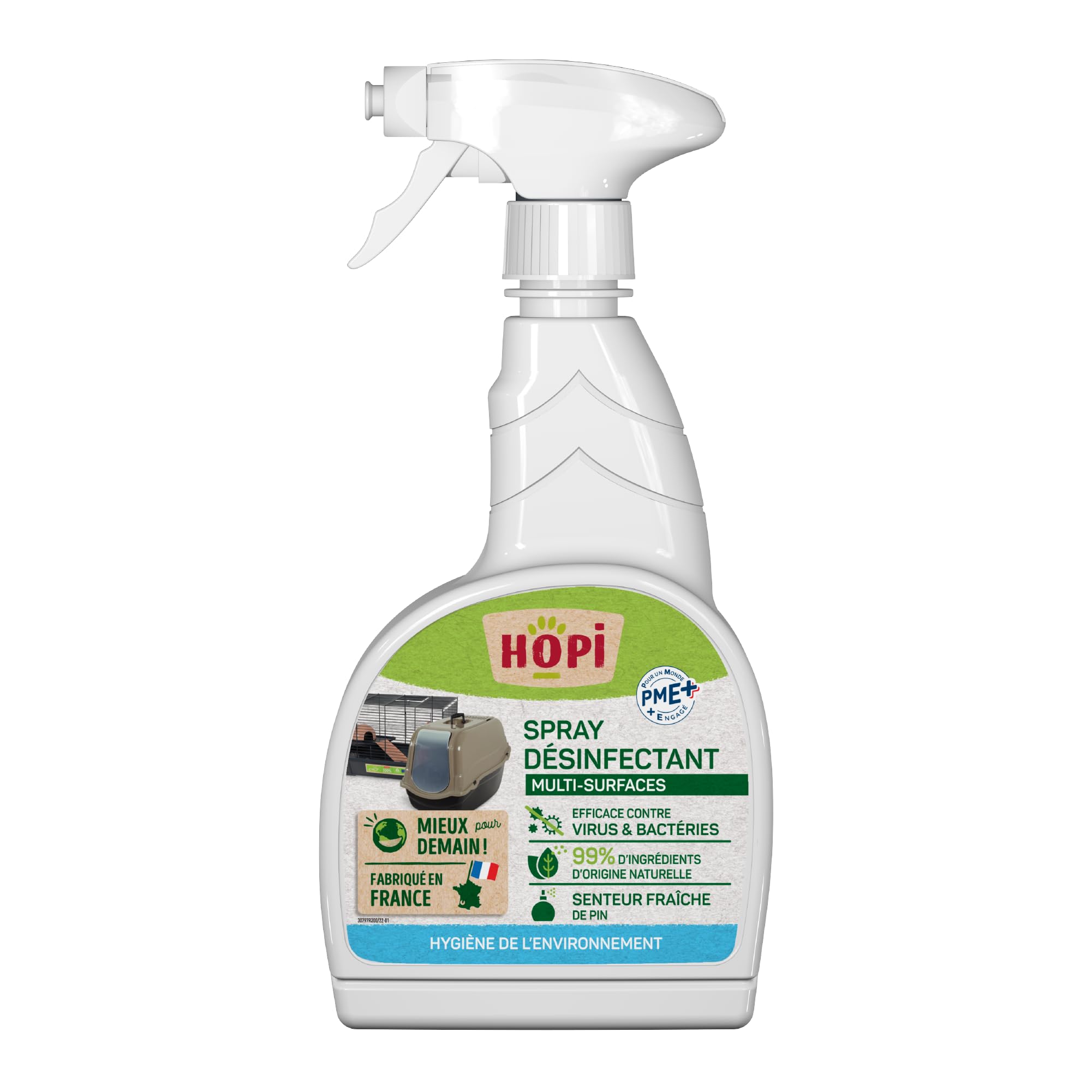 HOPI Spray Désinfectant Multifonctions - Nettoie et Désinfecte toutes les Surfaces - Odeur Fraîche de Pin - Preserve la qualité de l’air - Ingrédients d’Origine Naturelle - Fabriqué en France
