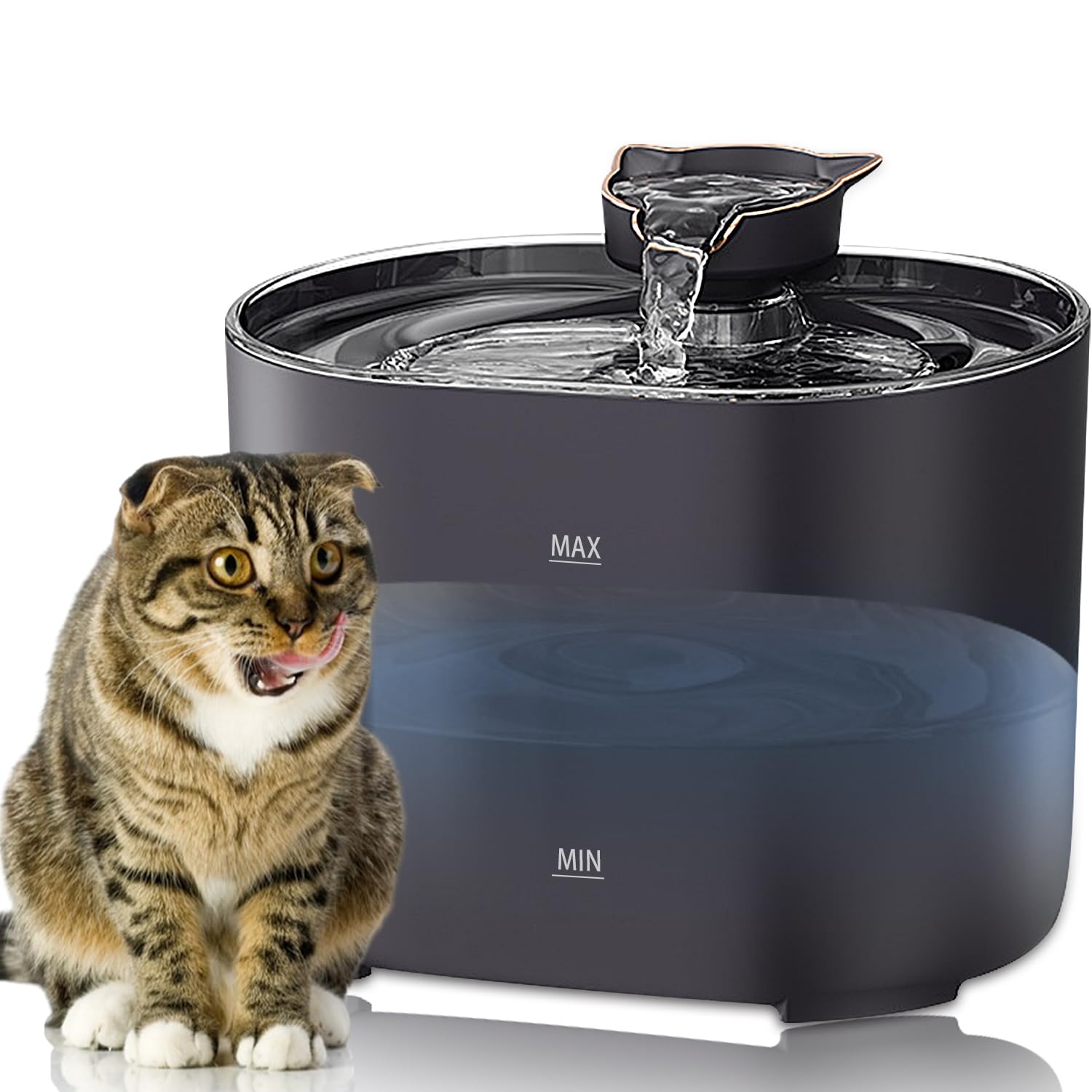 MXCOCO Fontaine d'eau pour chat, 2,2 l avec lumière LED