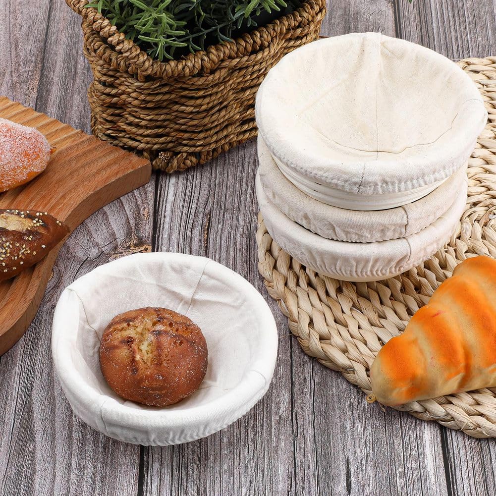 Malloy Cestino per La Lievitazione del Pane Banneton da 5 Pollici Cesto per La Lievitazione del Lievito Madre Rotondo Ciotole per La Lievitazione 'Impasto con Rivestimento Rimovibile