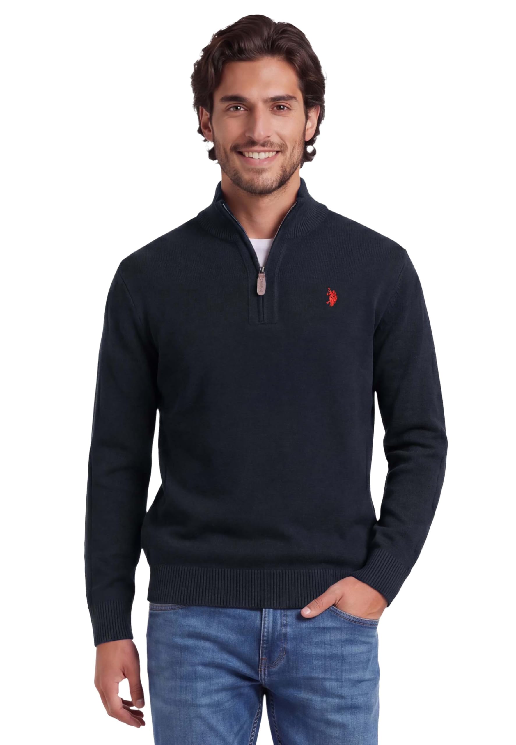 U.S. POLO ASSN. Herren Pullover (S-3XL) Troyer Shirt mit Reißverschluss und Stehkragen P011
