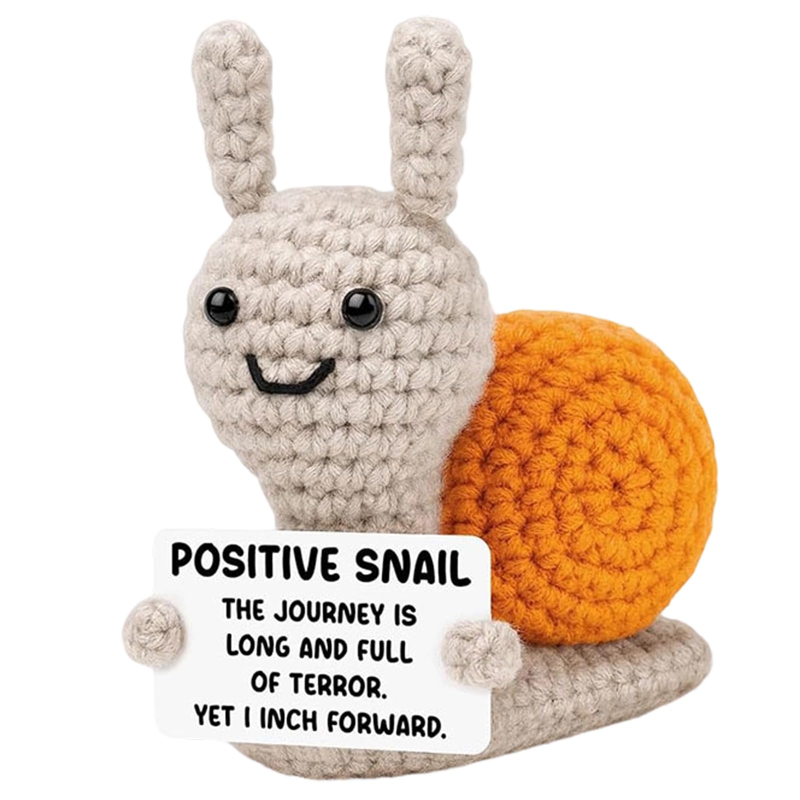 Vspek Positive Crochet Animals Snail, Pocket Hug, Funny Handmade Knitted Doll with Inspirational Card, Emotion Support Gift for Her, Him, Family, Friends, Bestie, Coworker, Home Office Desk Decor โ image 1