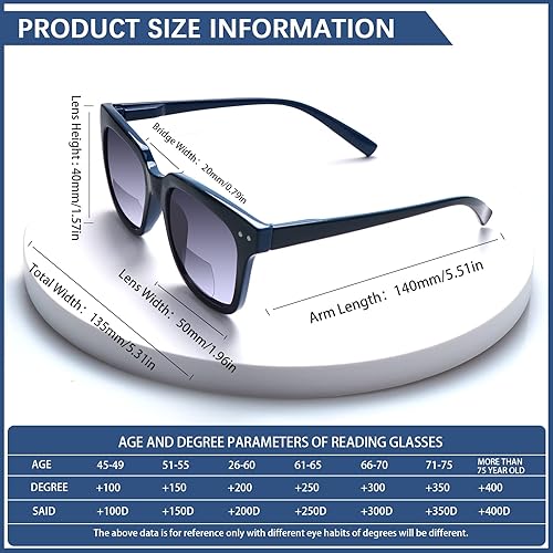 Miniatura 4 de CLASAGA Gafas de sol bifocales para lectura para mujeres y hombres, protección UV400, con bisagras, marco retro