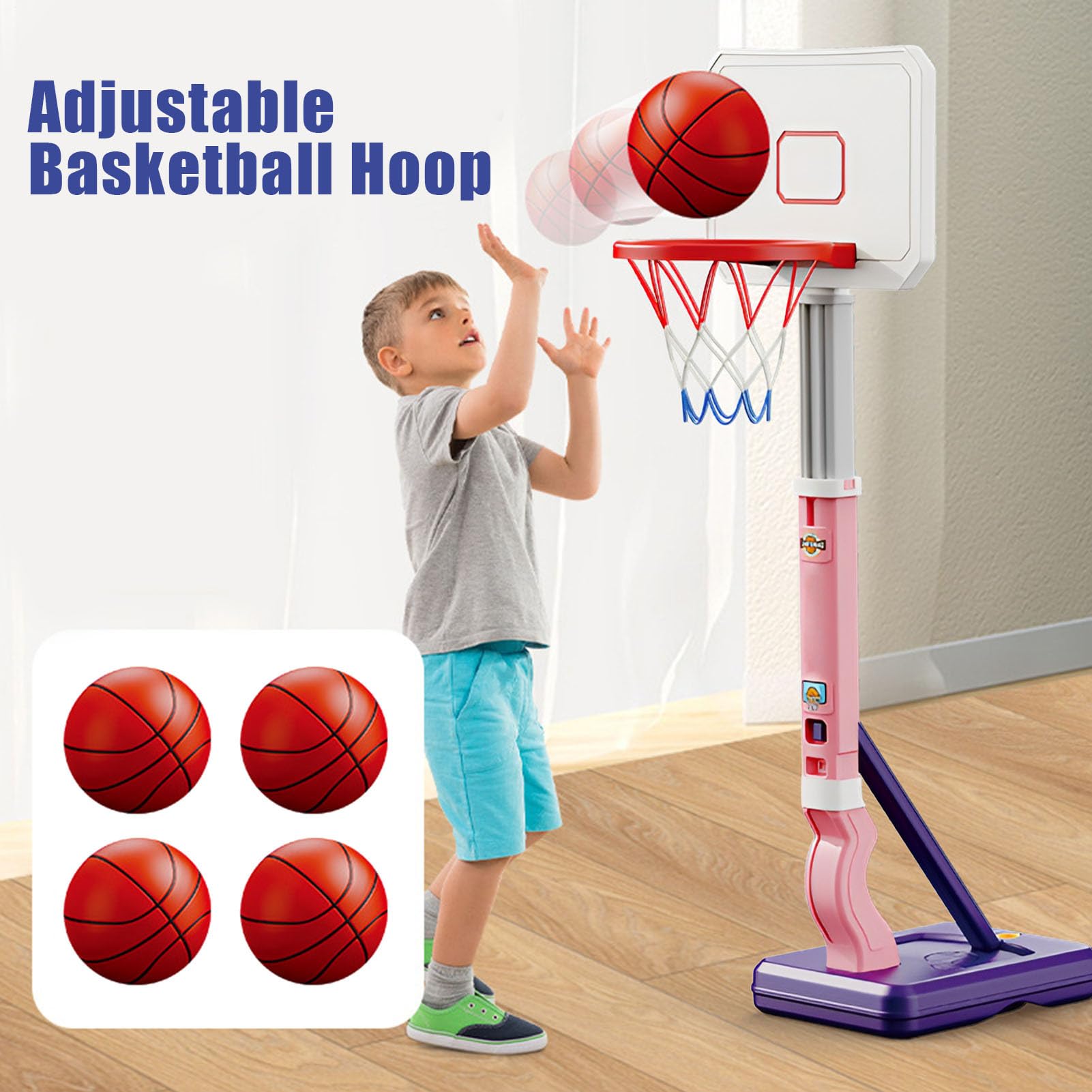 Aro De Baloncesto Para Niños: Juguete Deportivo Al Aire Resistente Y Ajustable, Base Antifugas, Fácil Montaje, Material Duradero De Alta Calidad | Divertido Juego De Actividad Física Para Verste