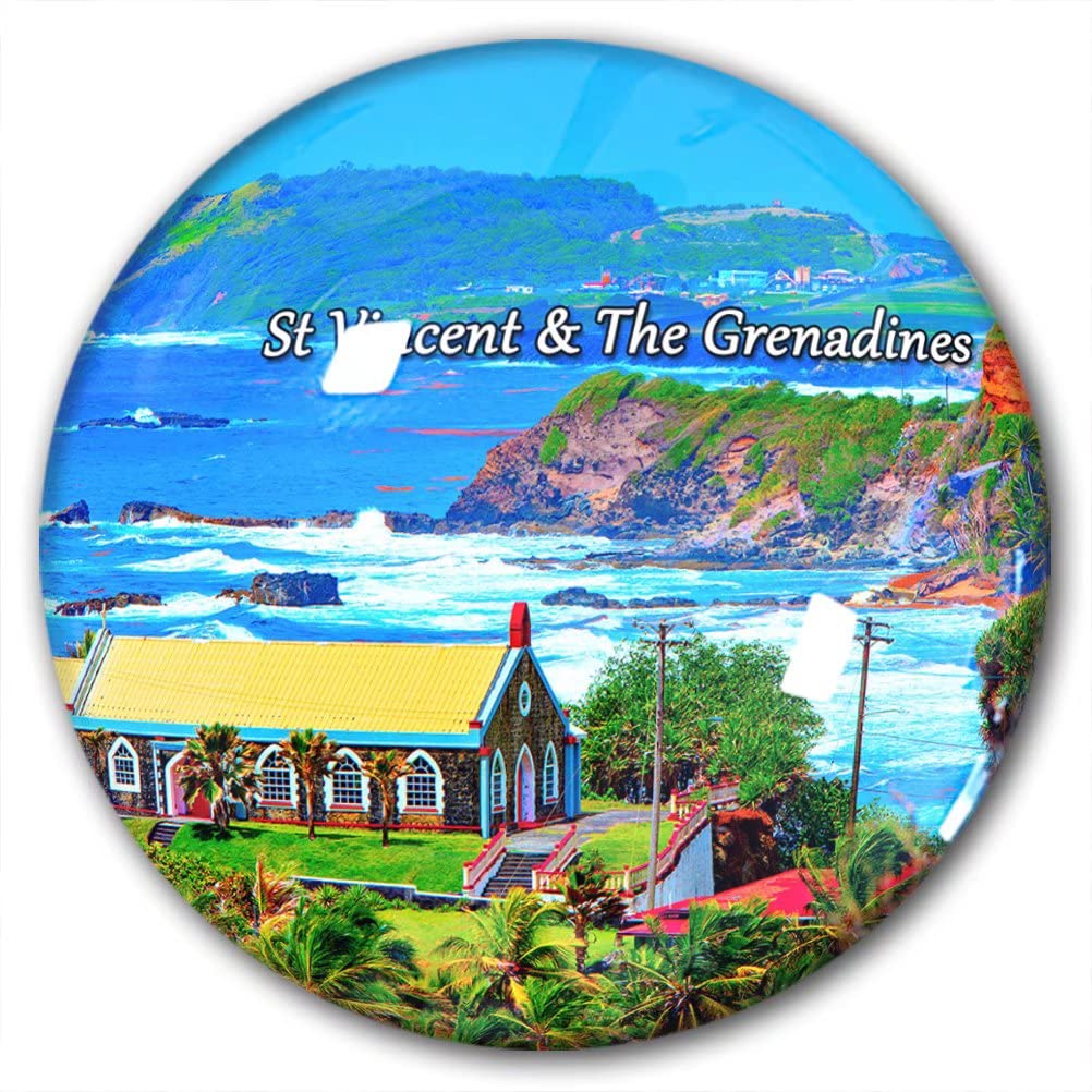 Lywallca St Vincent & The Grenadines-4380 St Vincent & The Grenadines Fridge Magnet Refrigerator Stickers Decorative Magnet Travel Souvenir Crystal Glass