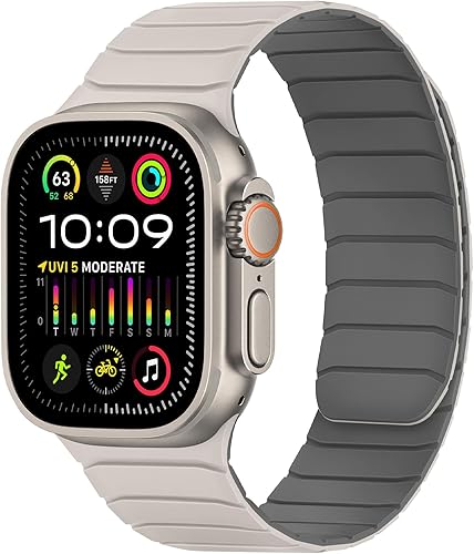 Tasikar Bandas magnéticas compatibles con Apple Watch de 1.929 in, 1.811 in, 1.772 in, 1.732 in, 1.654 in, silicona suave, correa de repuesto para