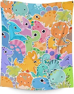 Dinosaur Blanket Gifts - 60"x80" Cute Throw for Girls & Boys - Colorful Soft Fuzzy Blankets for Bed, Couch & Living Room