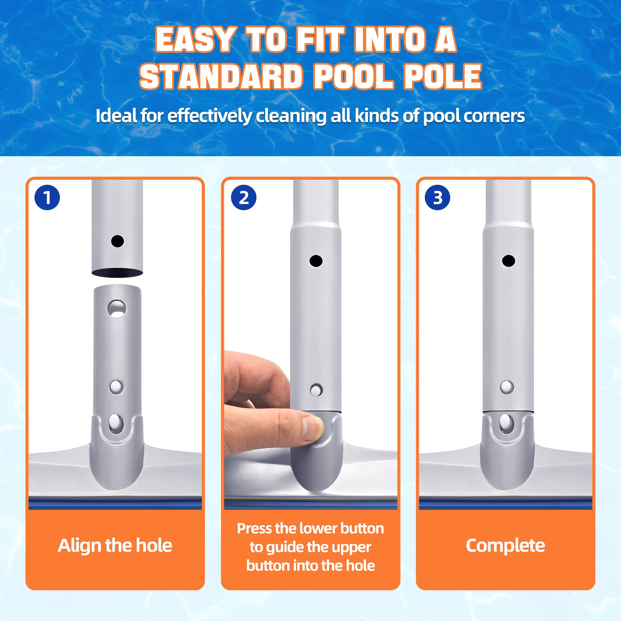 PooLiFE 17,5" Poolbürste Mit Schweres Aluminium-Rückteil und Griff 45cm Poolbürsten Nicht mit Teleskopstange
