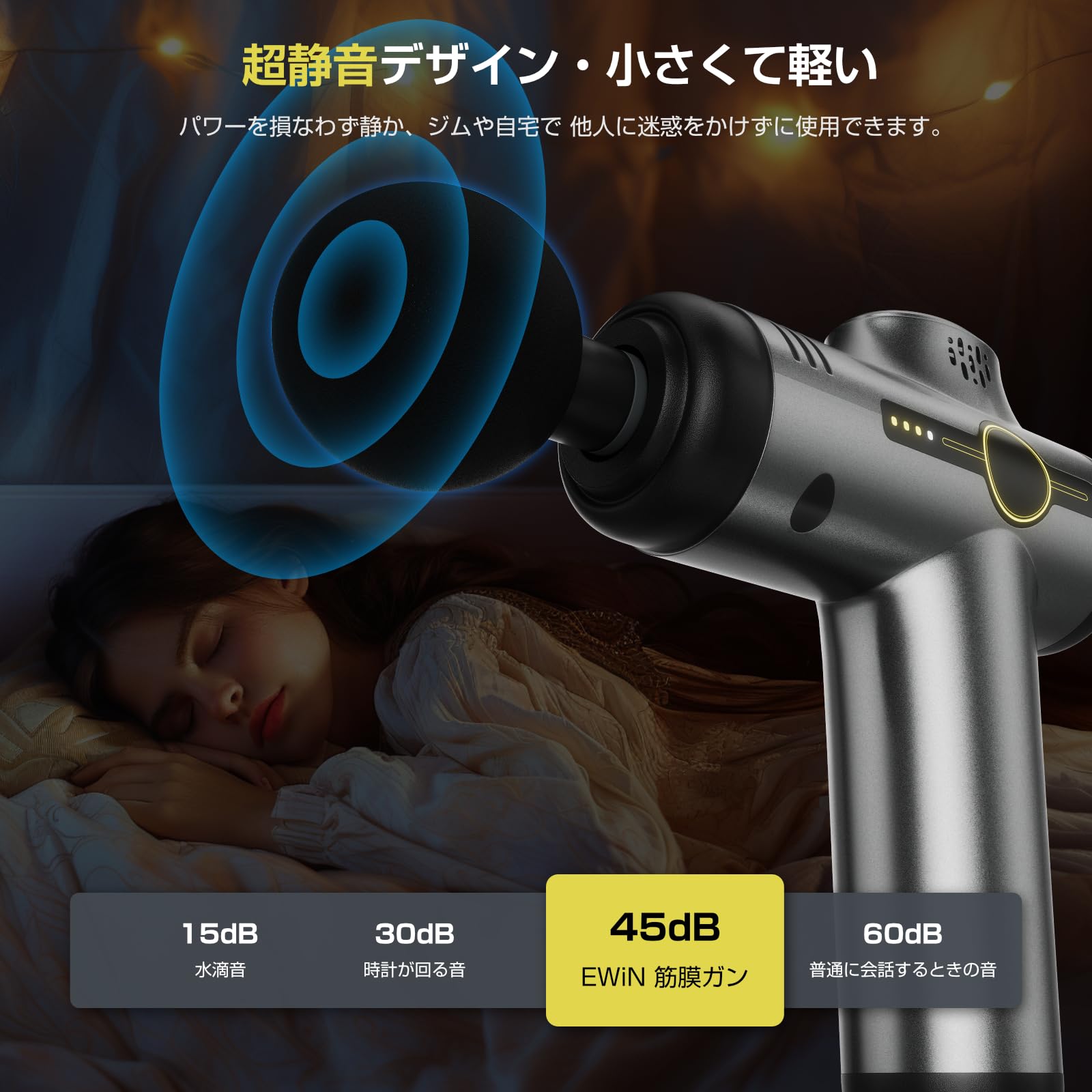 Amazon | Ewin 筋膜リリースガン 99段階振動 8ヘッド 2000mAh 液晶