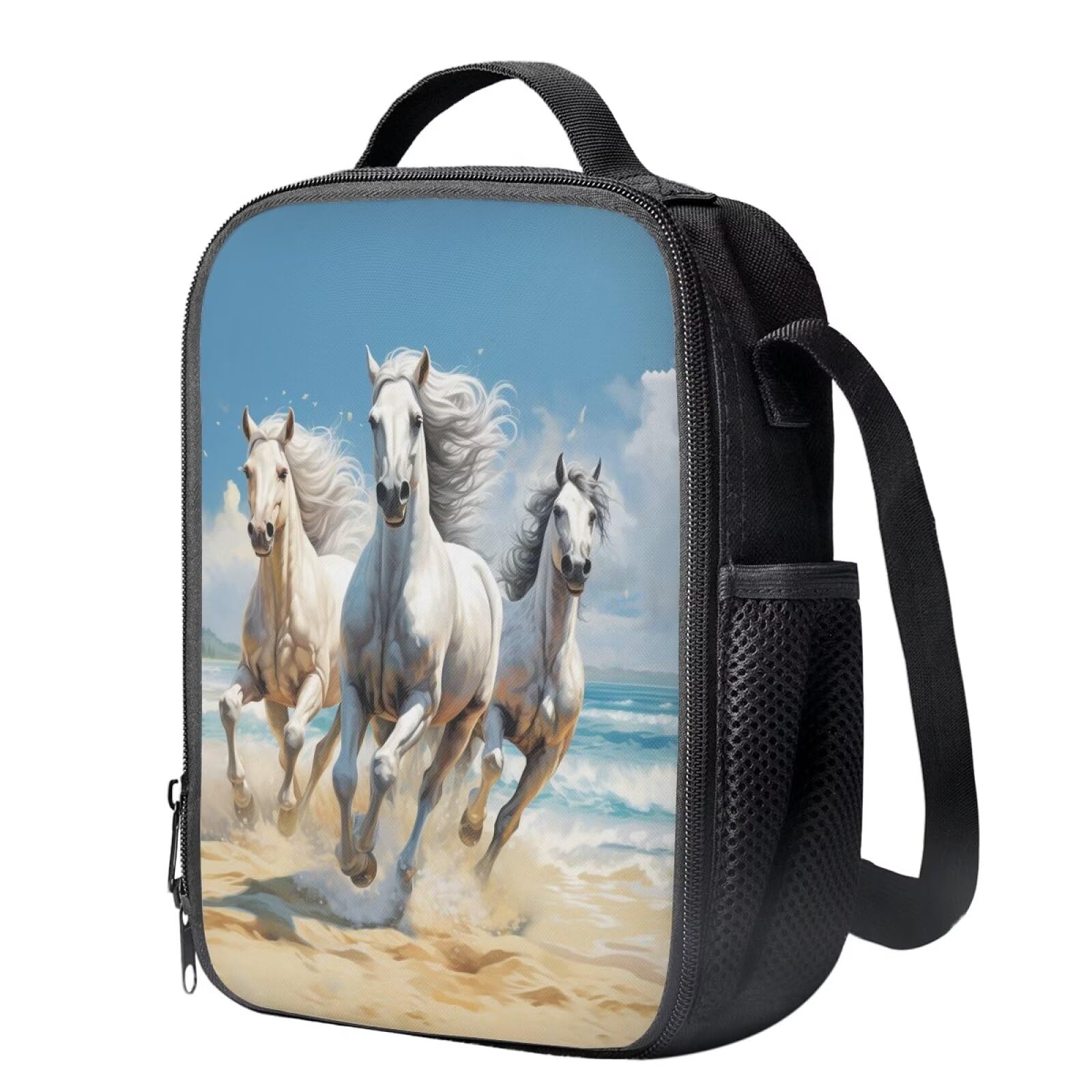 HELLHERO Horse Lunch Bag for Girls Boys School Lunchbag Crossbody Lunch Box Purse Leakproof Freezable Cooler Bag Meal Bento Bags for Adults Outdoor Office Work School Picnic Beach - Image 2