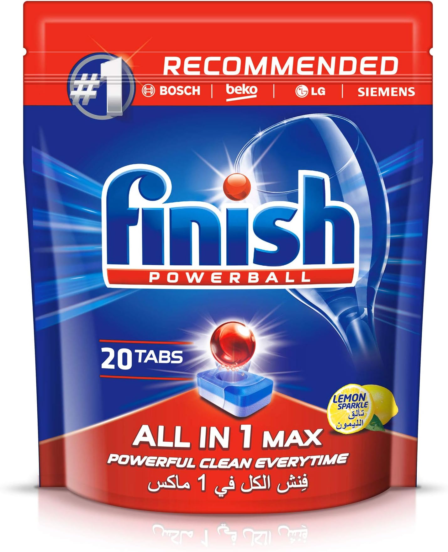 FinishDishwasher Detergent All In One Tablets, Lemon, 20 Tabs