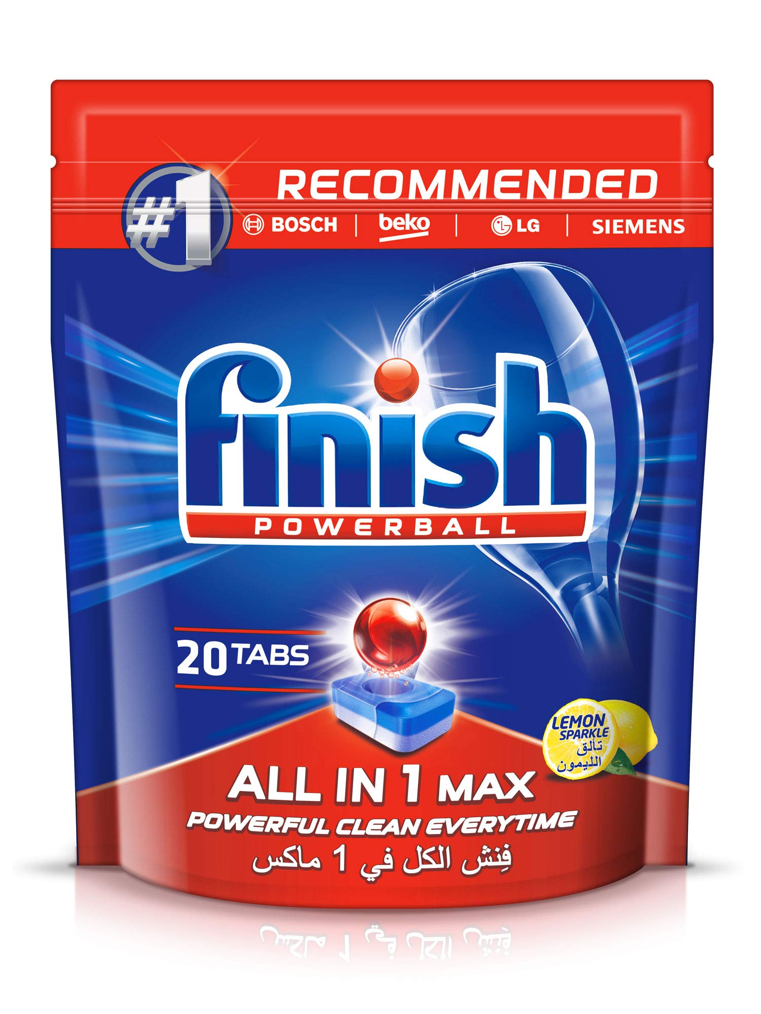 FinishDishwasher Detergent All In One Tablets, Lemon, 20 Tabs