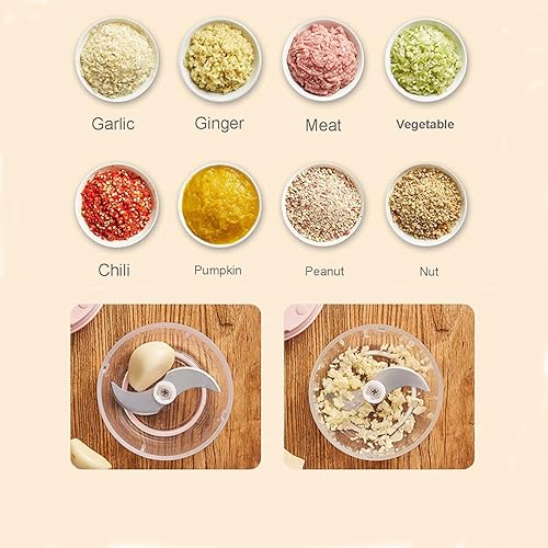 Miniatura 7 de Picadora eléctrica de ajo con 2 tazas, procesador eléctrico inalámbrico de alimentos con carga USB, mini picador de verduras para verduras pequeñas,