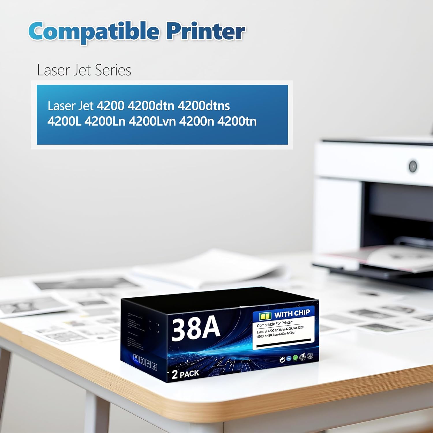 BERRYSKY 38A Black High Yield Toner Cartridge 2 Pack Compatible HP 38A Q1338A Toner Replacement for Laser Jet 4200 4200dtn 4200dtns 4200L 4200Ln 4200Lvn 4200n 4200tn Printer