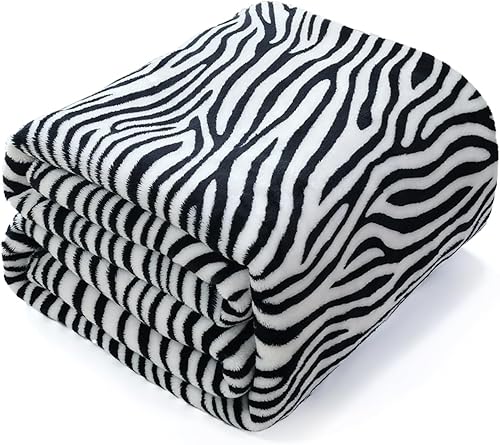 Miniatura 5 de Vessia Manta estampada de cebra para sofá, cama, sofá, suave y acogedora manta con patrón de cebra blanca y negra para niños, adultos y mujeres,