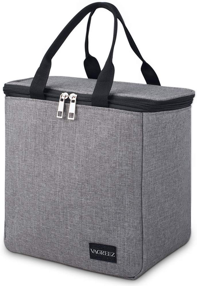 NICAV Insulated Lunch Bag, Adult Lunch Tote Bag Waterproof Lunch Bags for Women Men Teen Kids, Work Office School and Picnic (Grey)