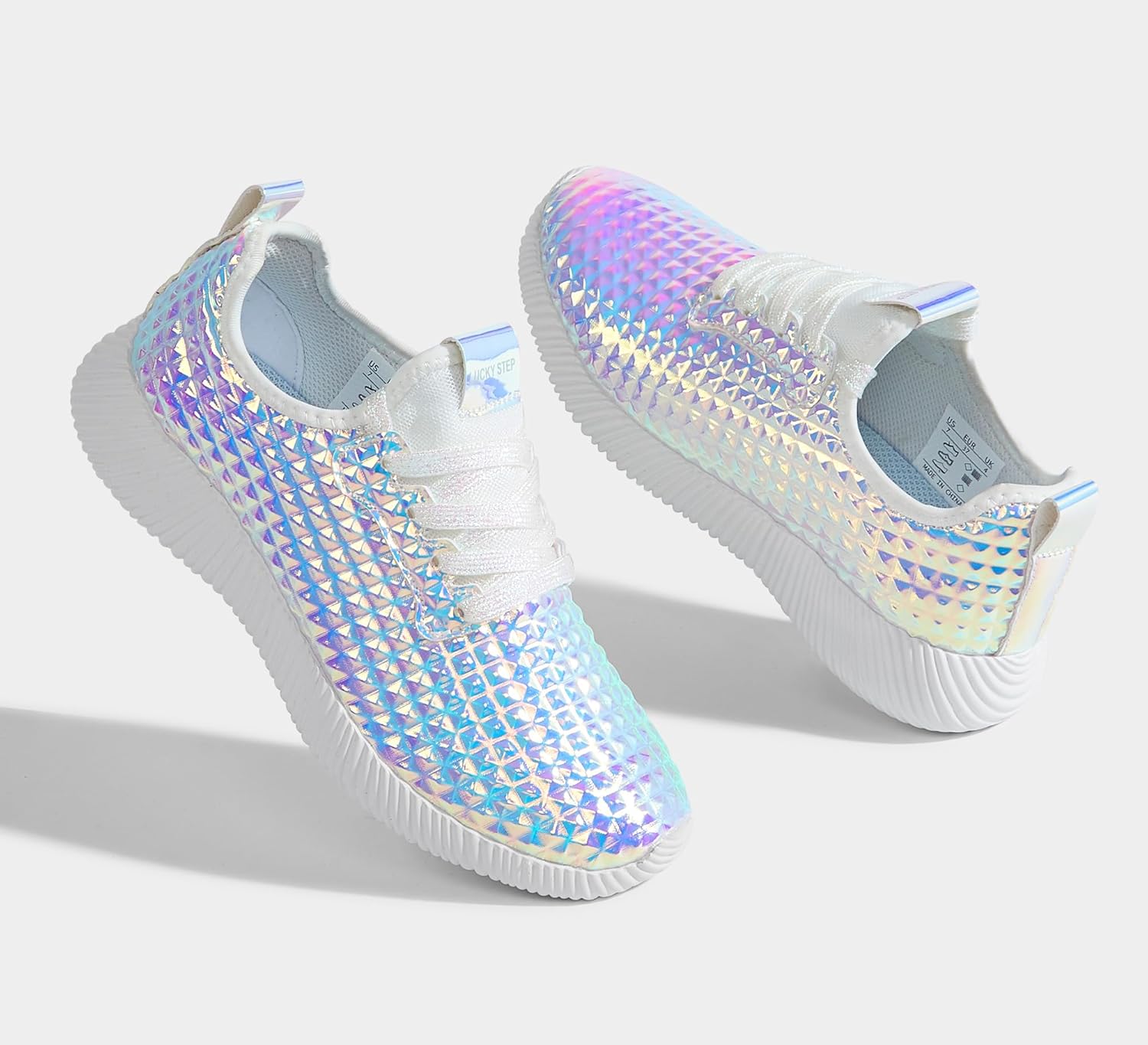 LUCKY STEP Women's Metallic Fashion Sneaker Leatherette Studded Jogger Lightweight Casual Walking Shoes