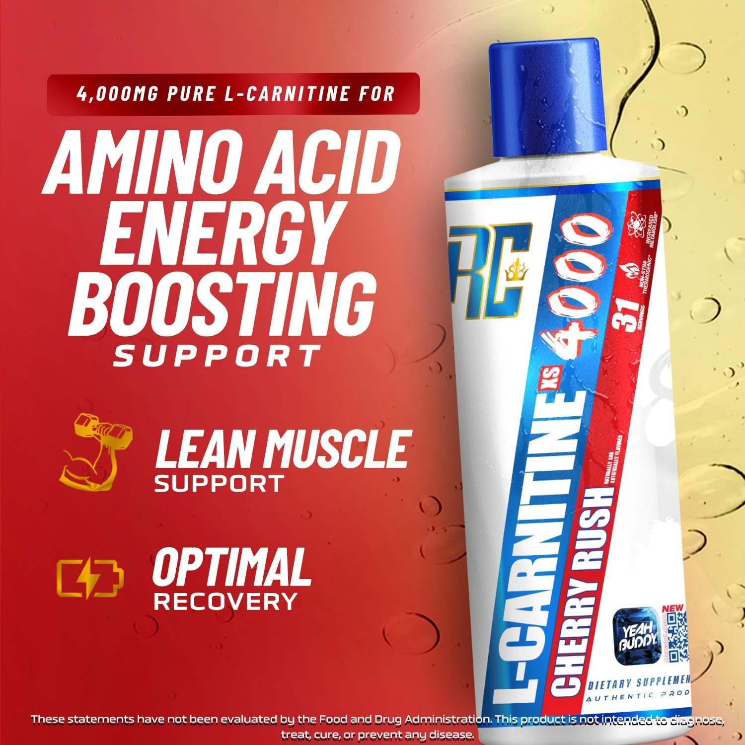 Amazon.com: Ronnie Coleman Signature Series L-Carnitine XS 4000 Liquid,  Stimulant Free, Sugar Free, Zero Carbs, Liquid Amino Acid Supplement for  Men & Women, 16 Oz, Cherry Rush : Health & Household