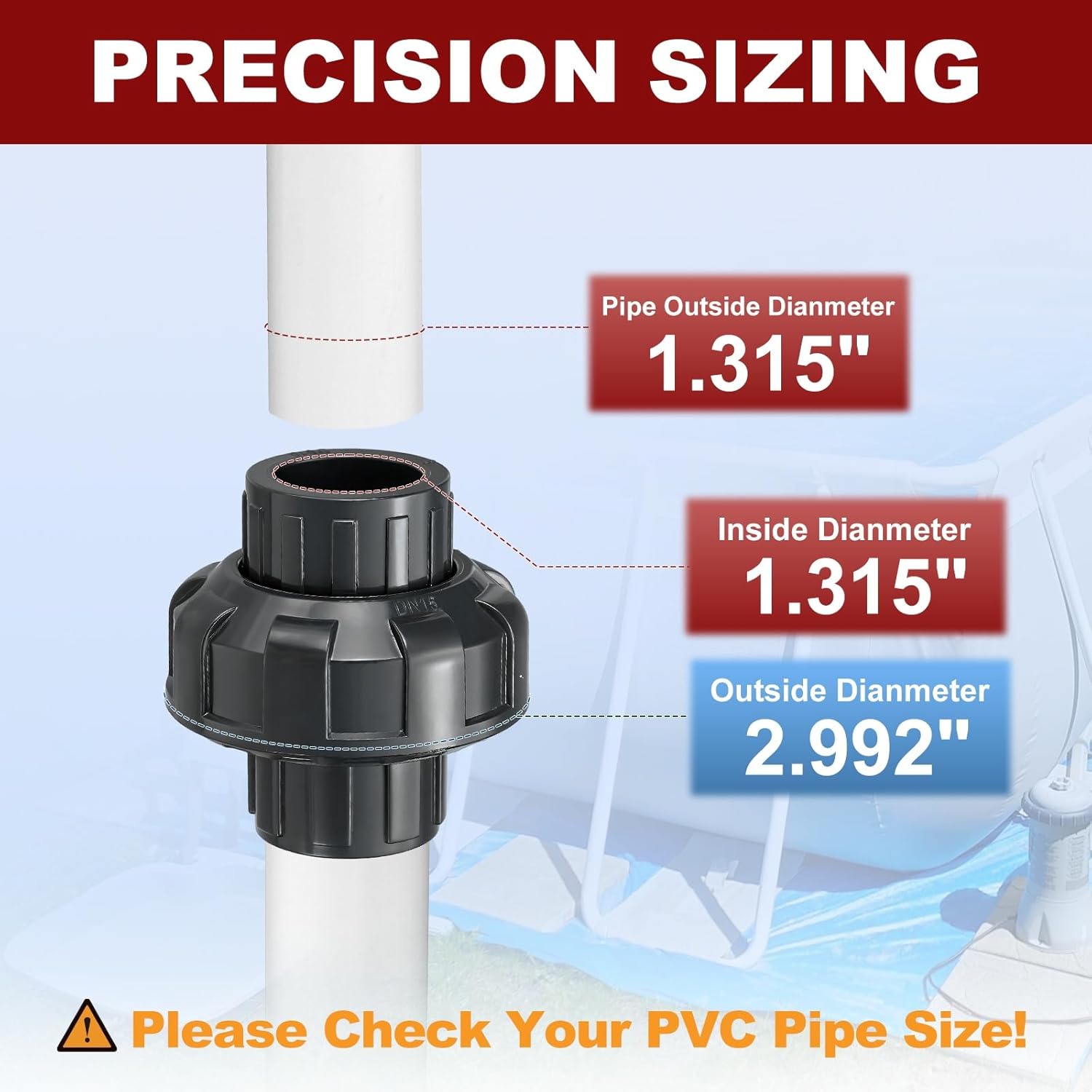 DTGN 12Pcs 1" PVC Union Coupling Pipe Fitting, SCH80 (Socket x Socket) Furniture Grade PVC Slip Union Coupling Adapter for DIY Pipe Connection, Hose Extension, Dark Grey