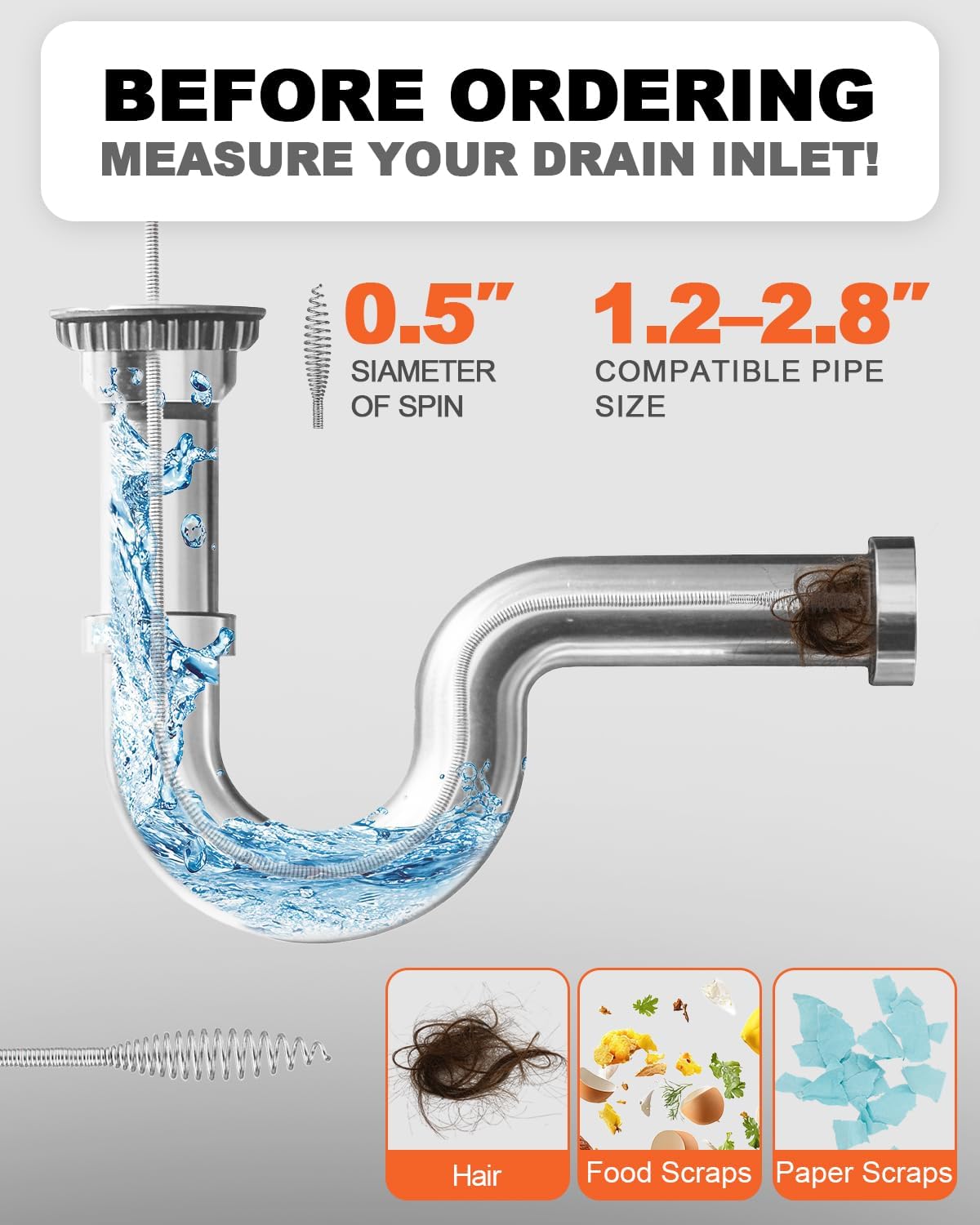 33FT Drain Snake Auger with Auto-Feed Manual/Powered, Drain Clog Remover Tool for Sink, Toilet, Shower & Tub, Professional Plumbing Snake, Gloves & Storage Drum, Easy Clear Hair Clogs