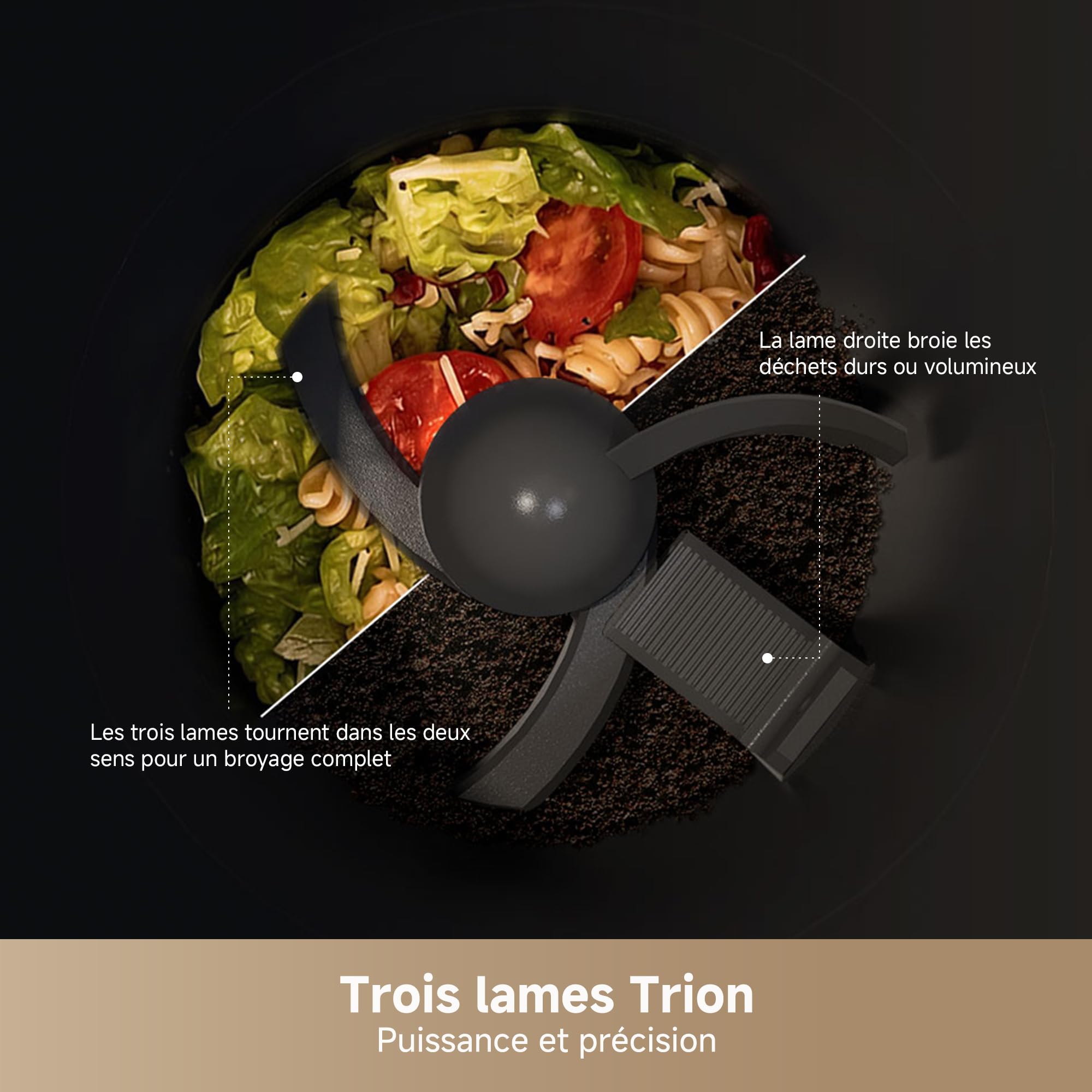DREAME SF25 WiFi Broyeur de déchets alimentaires, Contrôle via application, Système triple lame, Filtre à charbon lavable, Anti-odeurs, Capacité 2,5 l, Nettoyage auto haute temp., Compact, Silencieux