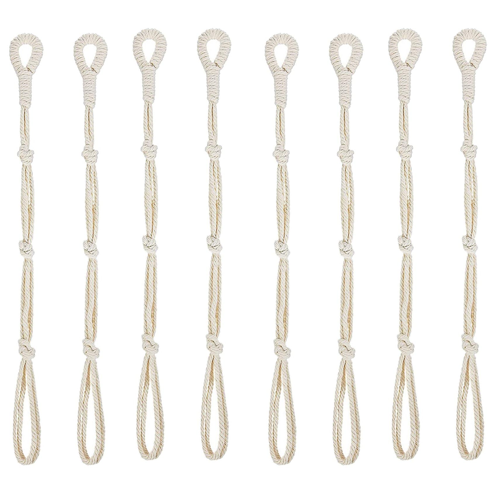 Bloepum 8 Pieces Macrame Beige Plant Hanger Extender Rope Plant Hanging Basket Extender Large Hanging Plant Pot Holders (Beige)