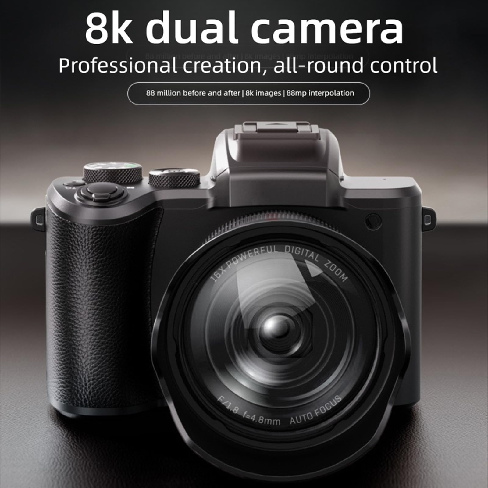 Fotocamera Digitale per Fotografia, Fotocamera per con Zoom 16X 8K 88MP per Principianti per Fotografia, Compatta da Viaggio con Flash Paraluce Touch Screen per YouTube Travel