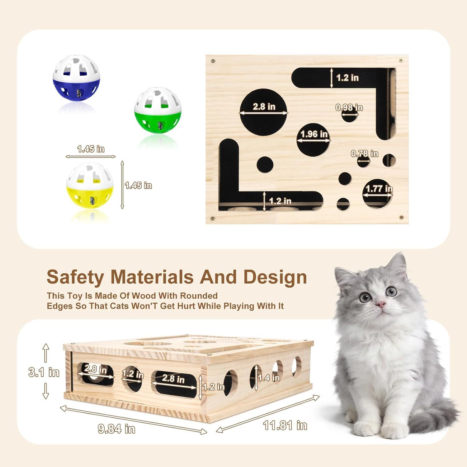 Scatola per lima per unghie per gatti, giocattolo puzzle interattivo per gatti da interni, tampone e mangiatoia, giocattolo tagliaunghie per gattini, gioco divertente per animali domestici