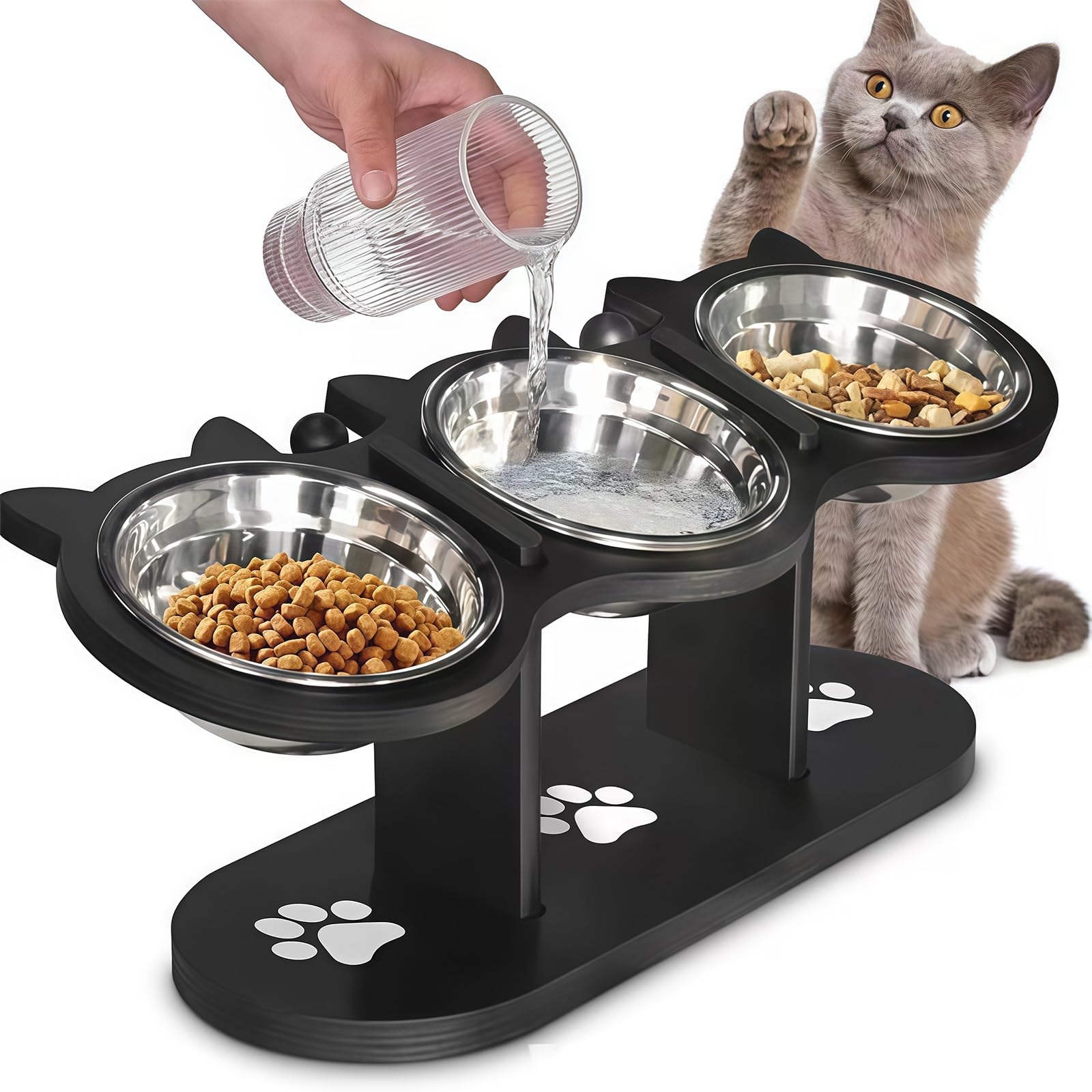 Mangiatoia per animali rialzata con doppie ciotole per acqua alimentare, design anti-vomito Mangiatoia per animali anti-vomito per cani e gatti