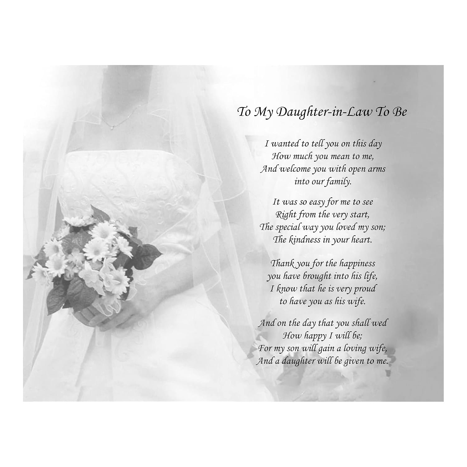 "Daughter-in-Law to Be- What You Mean To Me"- 10 x 8" Wall Art-Ready to Frame. Heartfelt Gift Saying Welcome To Our Family. Perfect Keepsake Wedding Gift for Any In-Law's & Brides-Room to Sign.