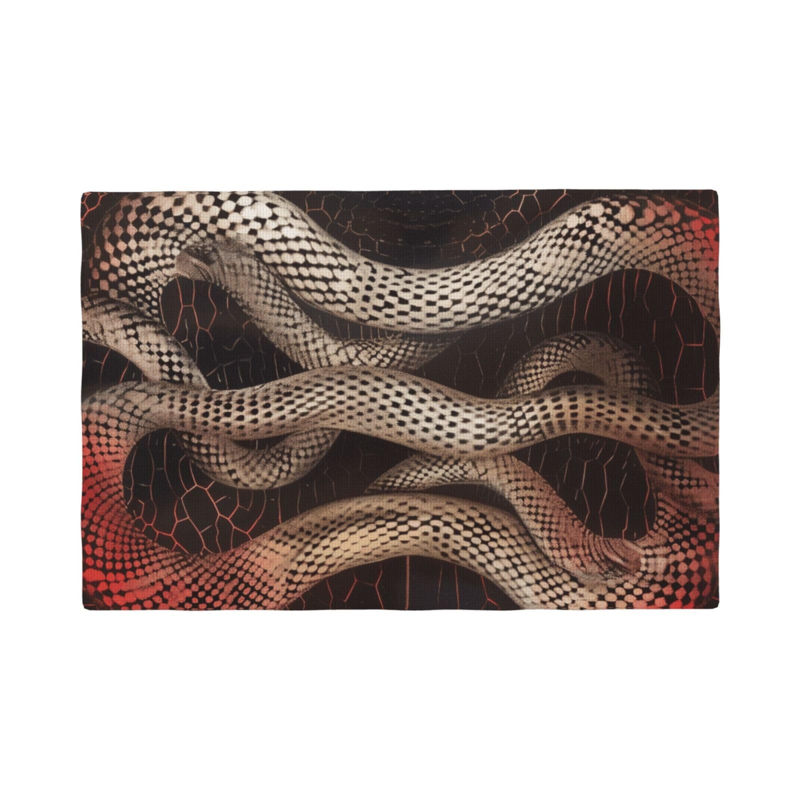Serpentine Print Placemats Set, Heat Resistant Washable Placemat 12x18in Table Mats for Party Kitchen Dining Table Decoration Indoor Outdoor, Six Piece