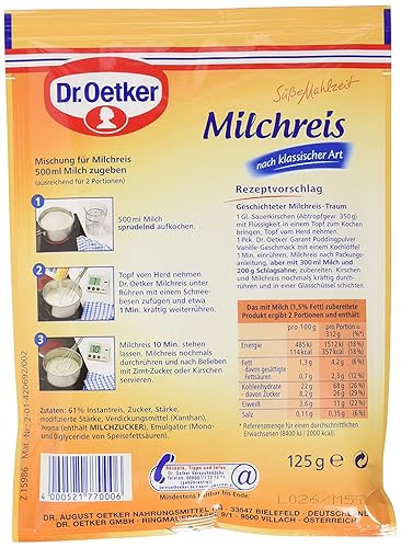 Miniatura 2 de Dr.Oetker Pudín de arroz clásico "Milchreis" - 0.29 libras (1 bolsa)