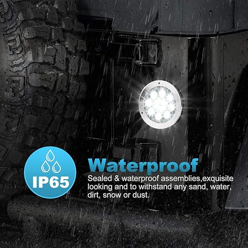 Miniatura 6 de Partsam 4 luces antiniebla LED redondas de 4 pulgadas rojas + 2 blancas de 4 pulgadas para frenar la parte trasera y reversa, incluye luces de