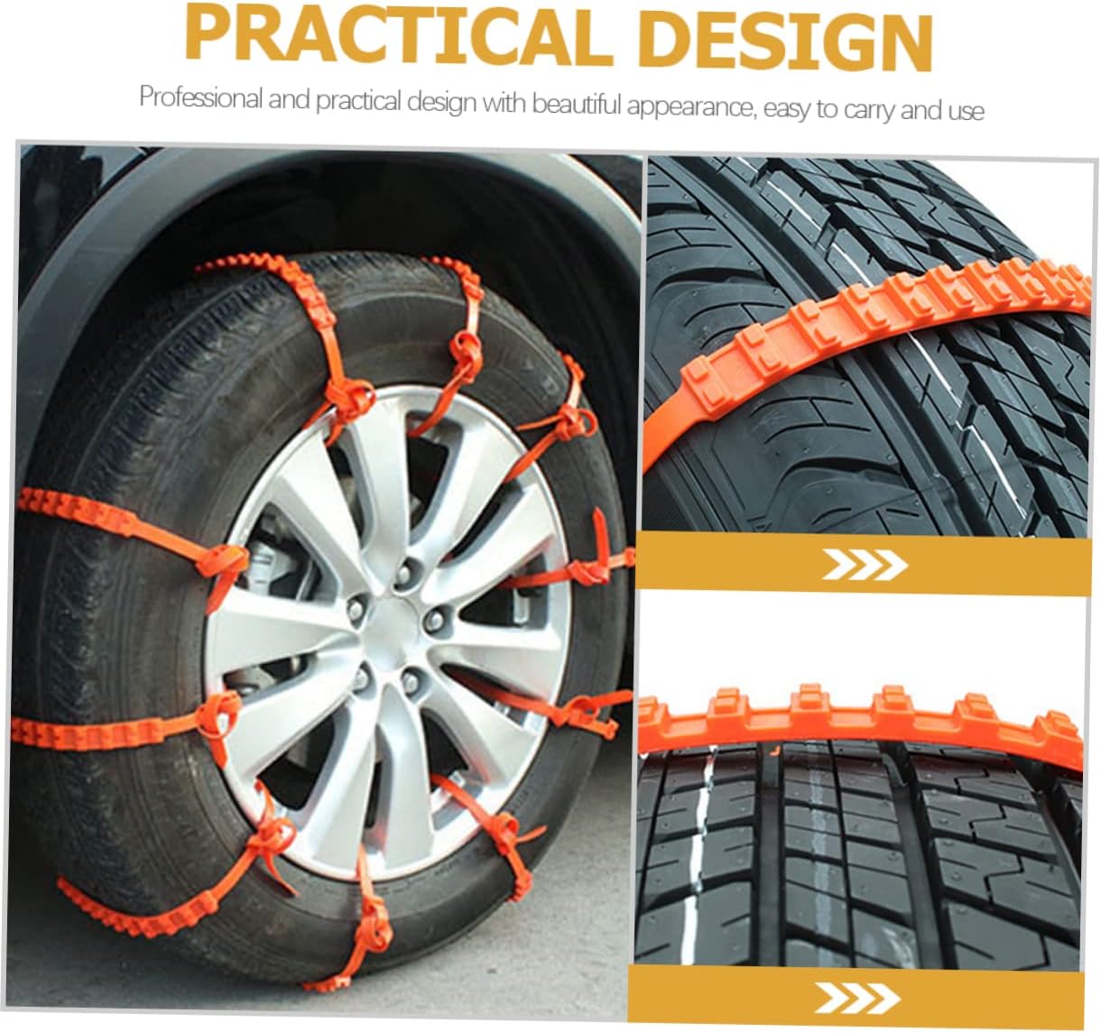 10Pcs Skid Tire Chains for Snow Easy to Install Cable Chains Durable Plastic Emergency Traction for Cars Suvs and Trucks for Winter Driving