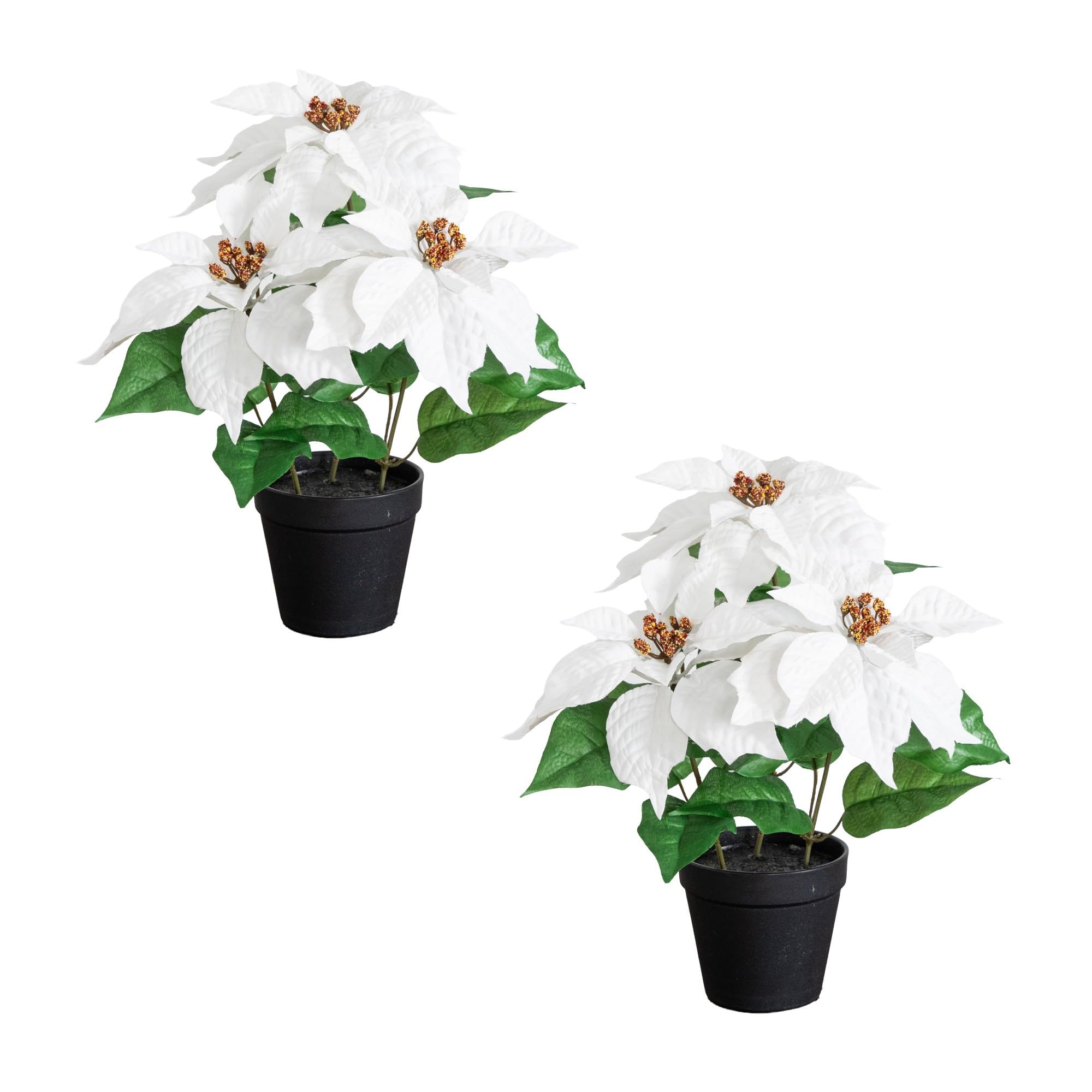 Nearly Natural 15in. Artificial Poinsettia, Set of 2, Holiday Decor