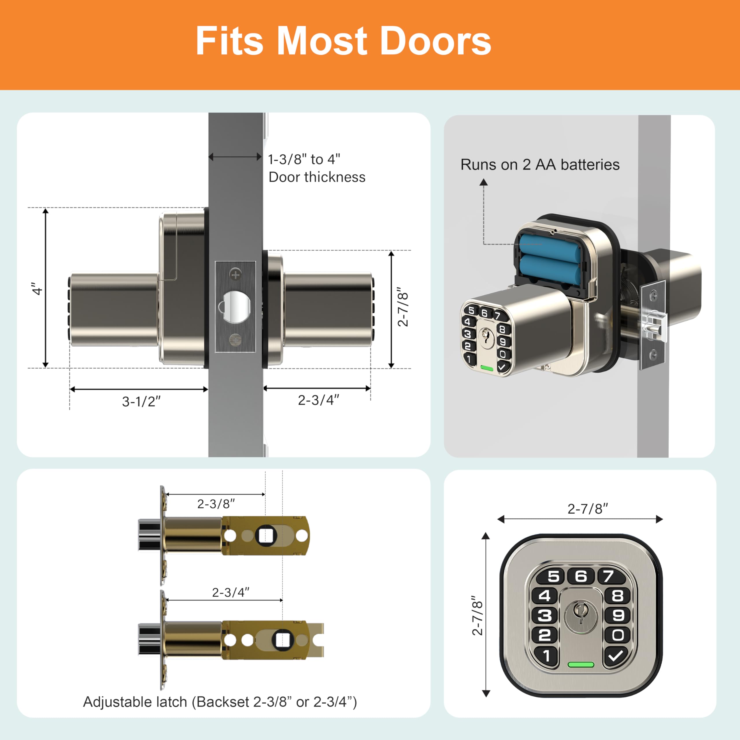 Richelock IU52 - Cerradura de puerta con teclado de doble cara, para todo tipo de clima, totalmente impermeable, entrada sin llave con códigos programables de doble cara, misma llave en ambos lados