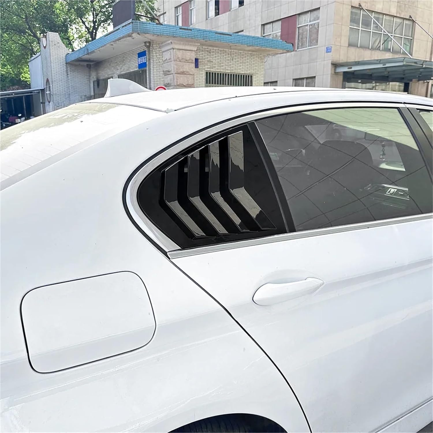 Rear Window Wind Deflectors 1 Pair Car Rear Louver Window Side Shutter Cover Trim Sticker Vent Scoop Compatible for BMW 5 Series F10 525i 530i 2011 2012 2013 2014 2015 2016 2017 (Gloss Black)