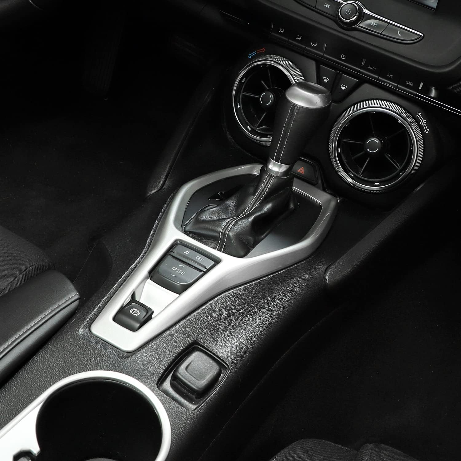 CheroCar Gears Shift Panel Trim Cover Dash Board Decor Sticker for Chevrolet Camaro 2016+, Interior Decoration Accessories (Sliver)