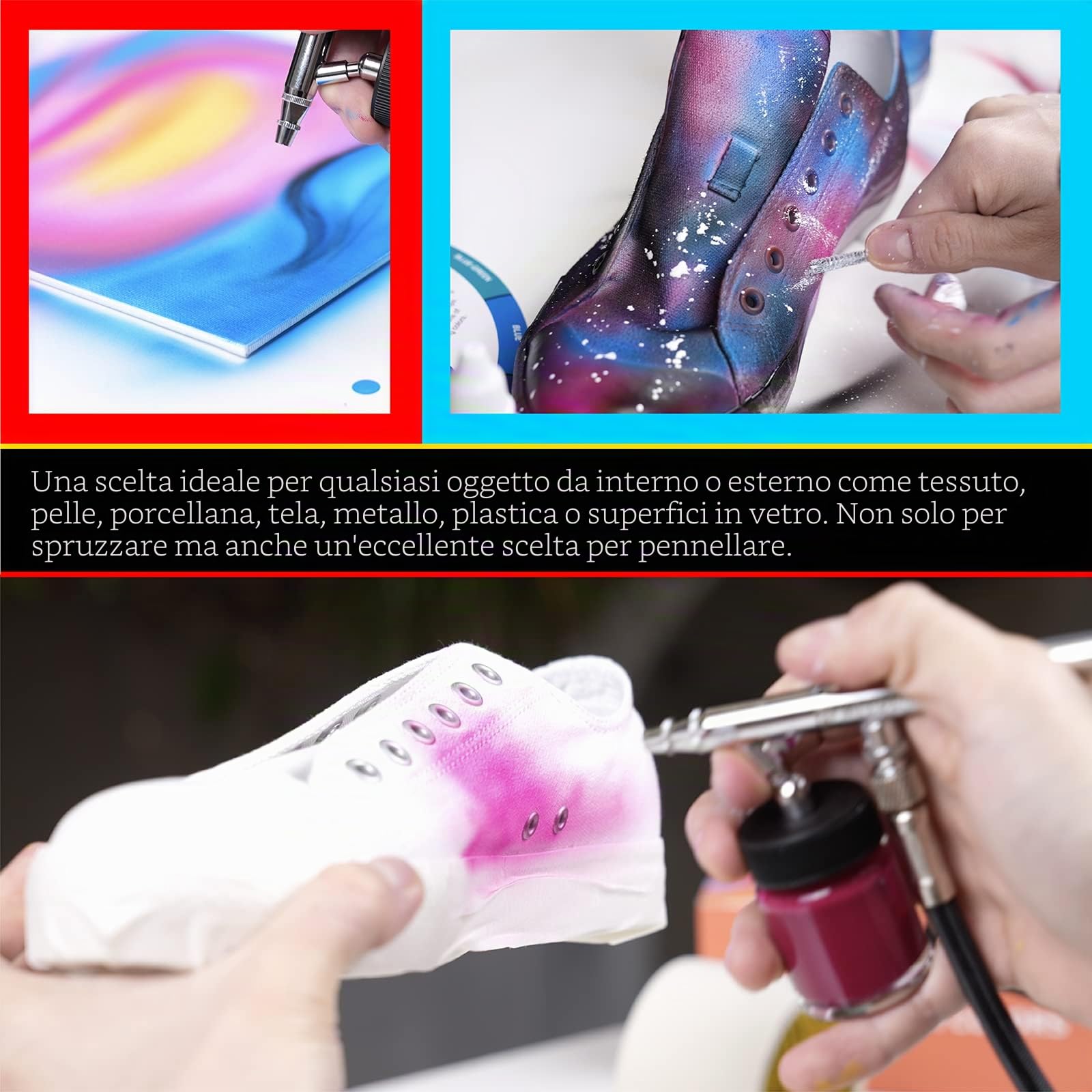 MEEDEN Colori Acrilici per Aerografo - 60 x 30ml a Base d'Acqua non è necessario diluire - Vernice Professionale per Modellismo Pittura