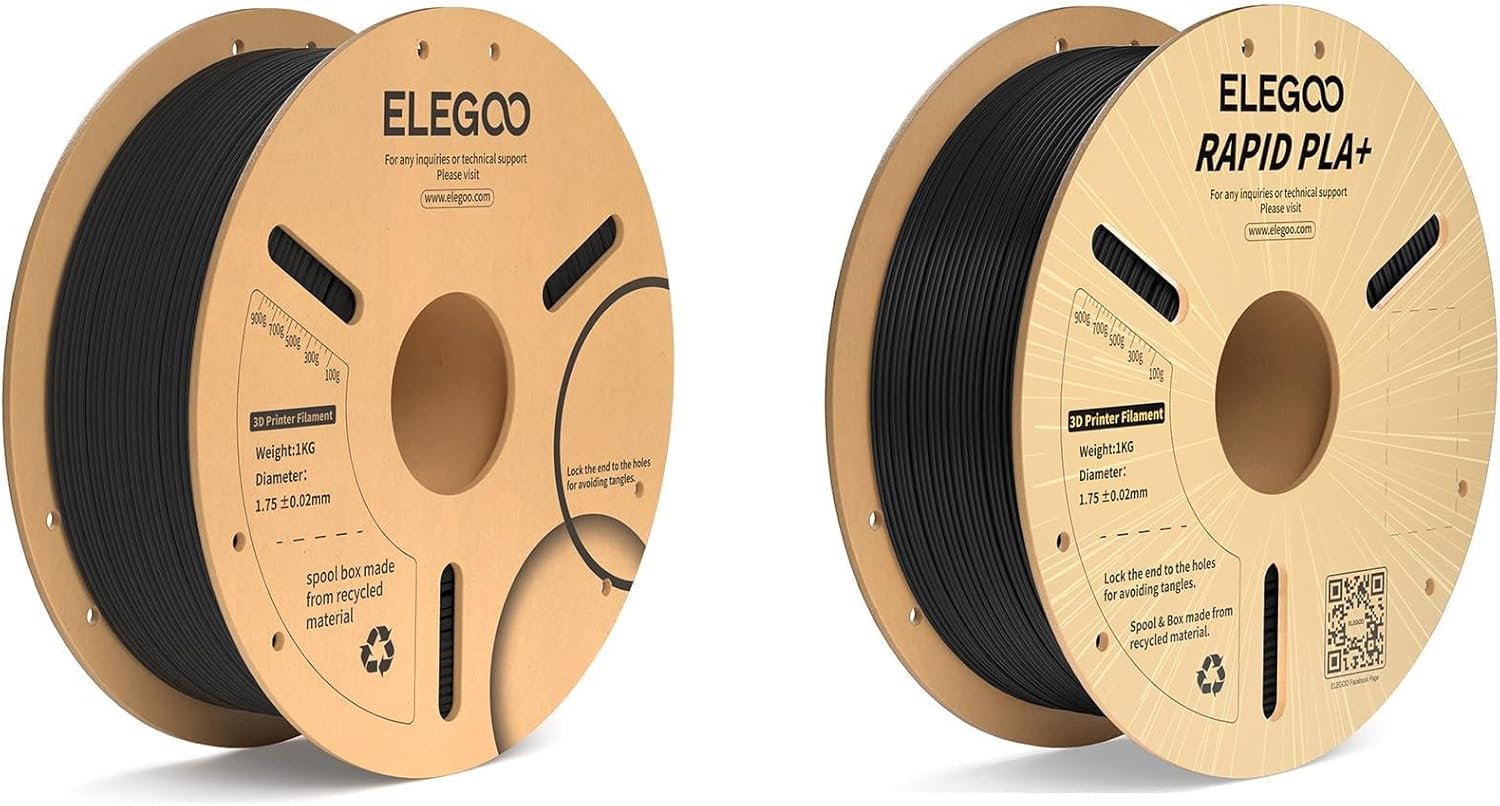 Carbon Fiber PLA Filament Black 1KG & Rapid PLA Plus Filament Black 1KG