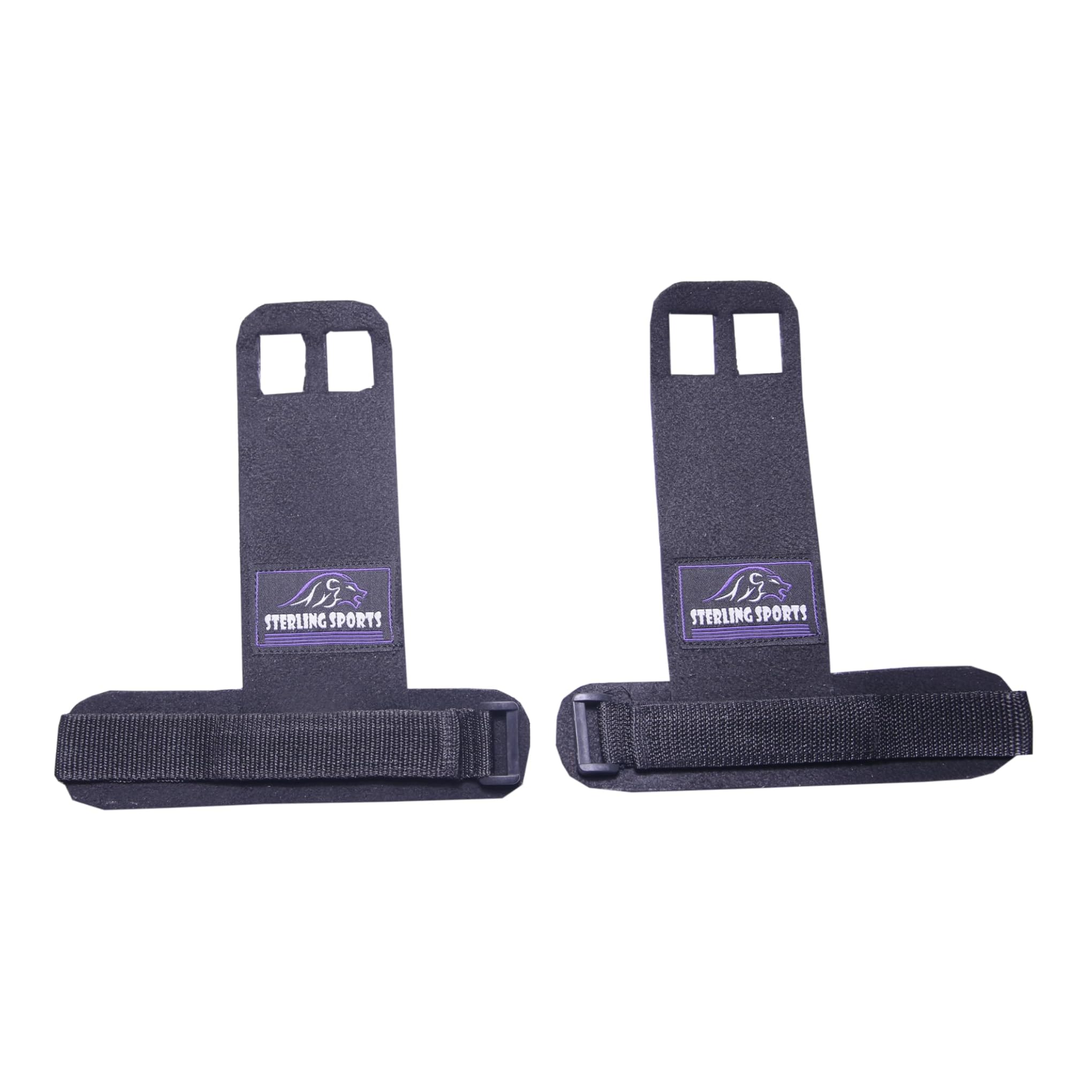 Gymnastics Leather Hand Grips 2 Hole Palm For Weightlifting (Black, M)