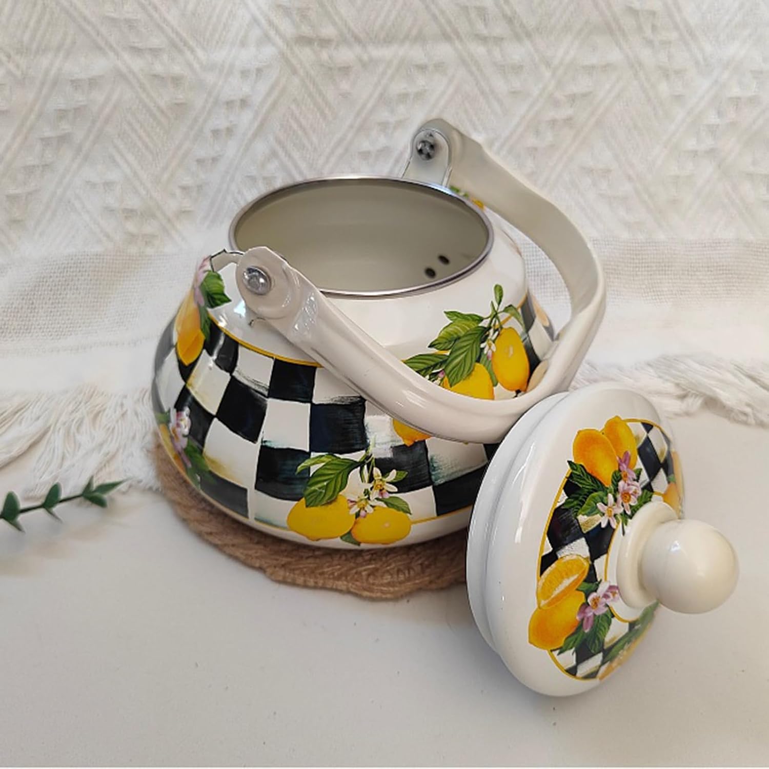 Enamel Tea Kettles Stove Tops for Induction Cooker Teapot Vintage Tea Kettle(2L)
